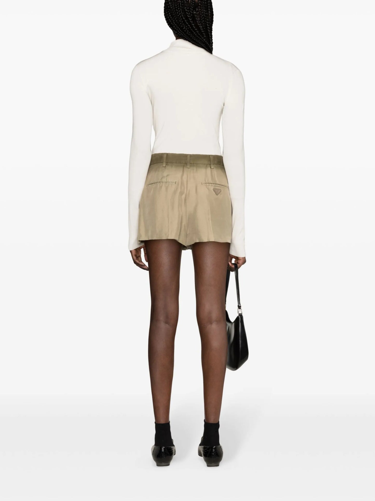 pleated silk shorts