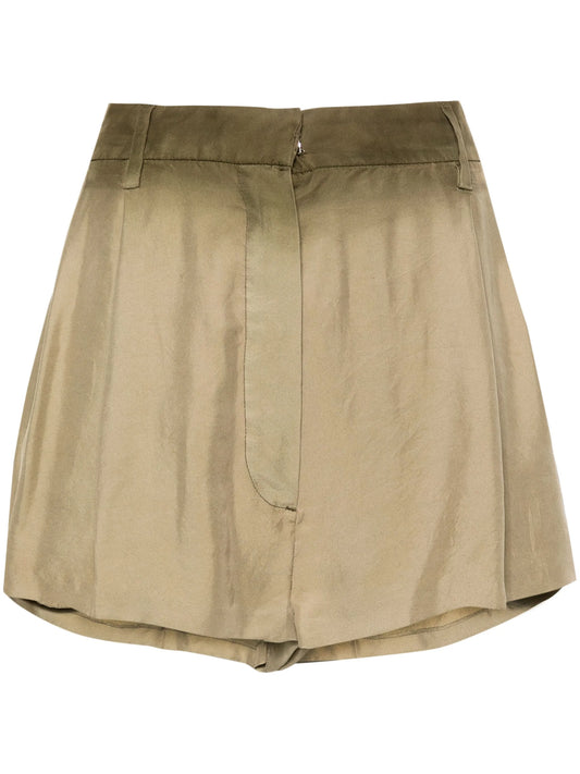 pleated silk shorts