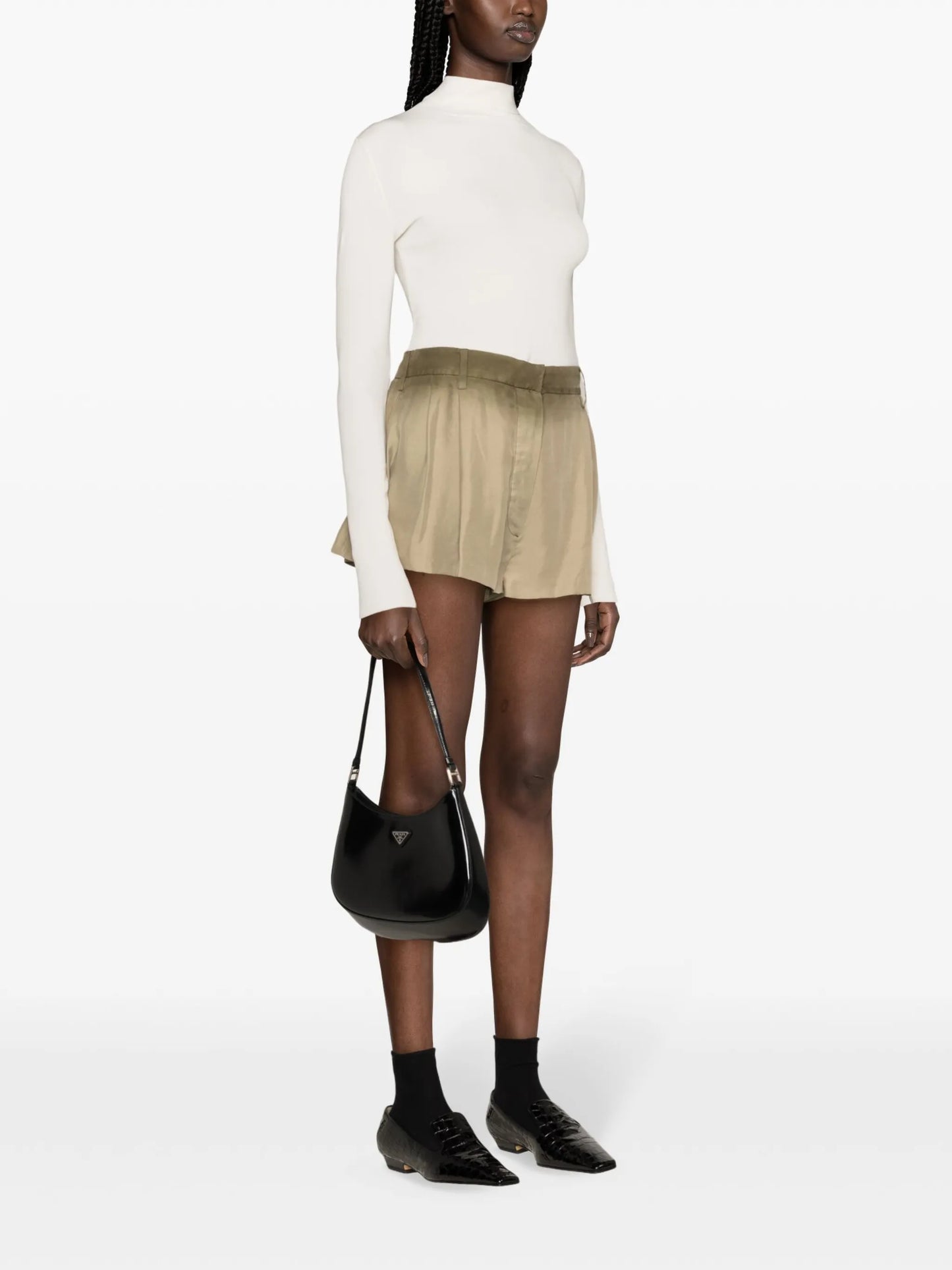 pleated silk shorts