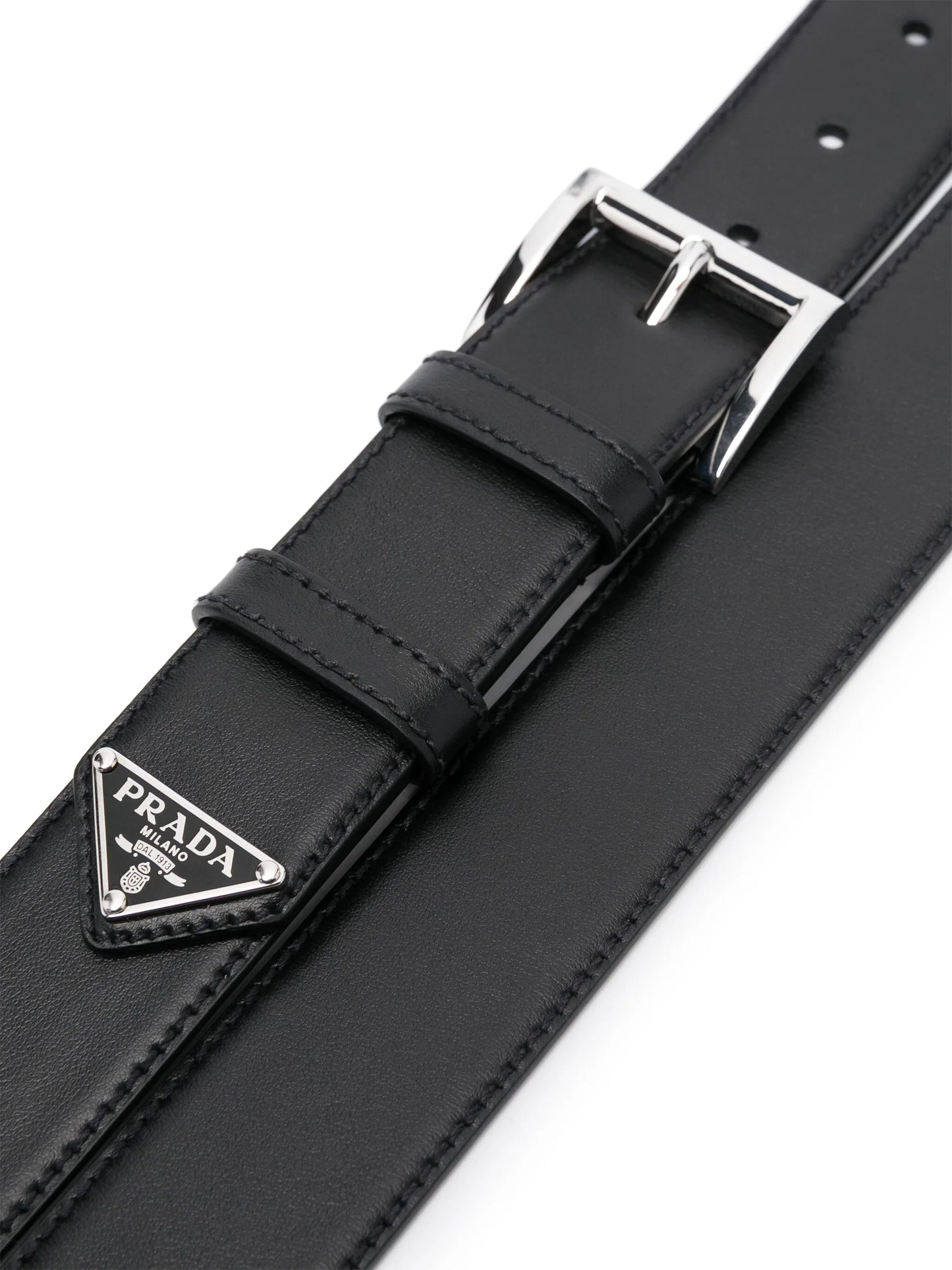 enamel-triangle-logo leather belt