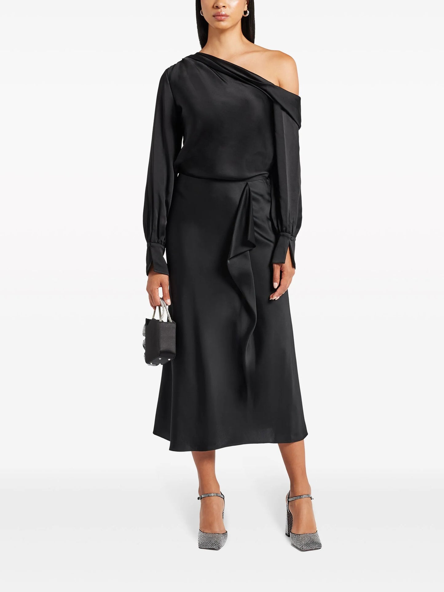 Alice cold-shoulder satin blouse