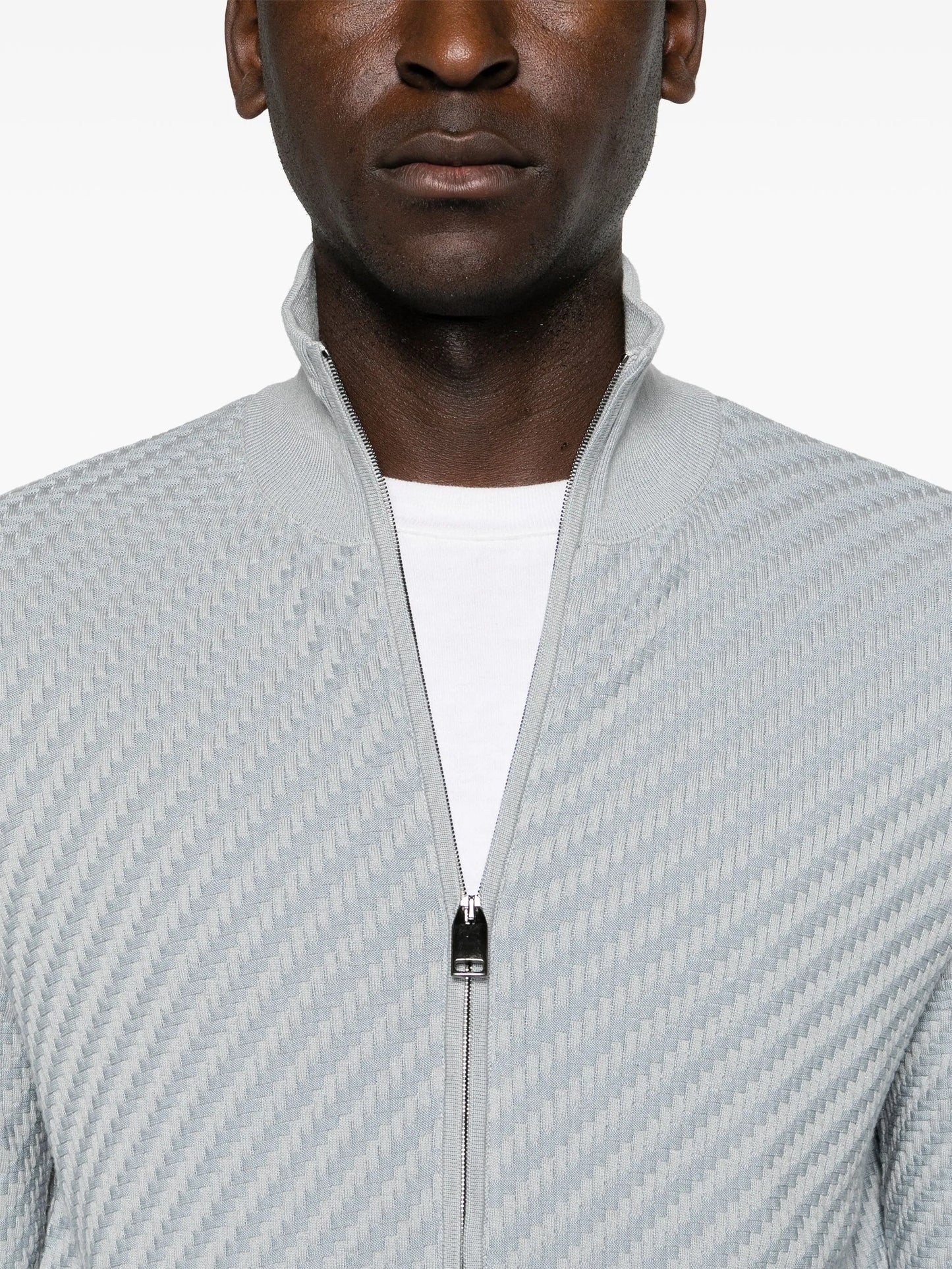 3D-knit zipped cardigan