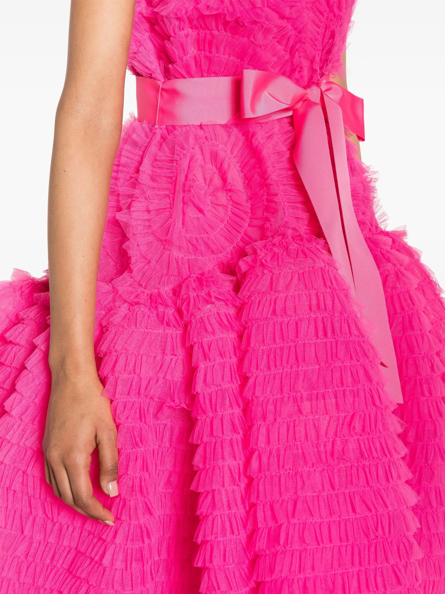 ruffled tulle midi dress