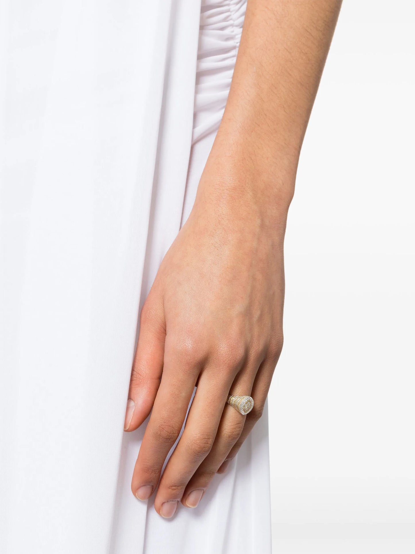9kt gold mini Marquise diamond signet ring