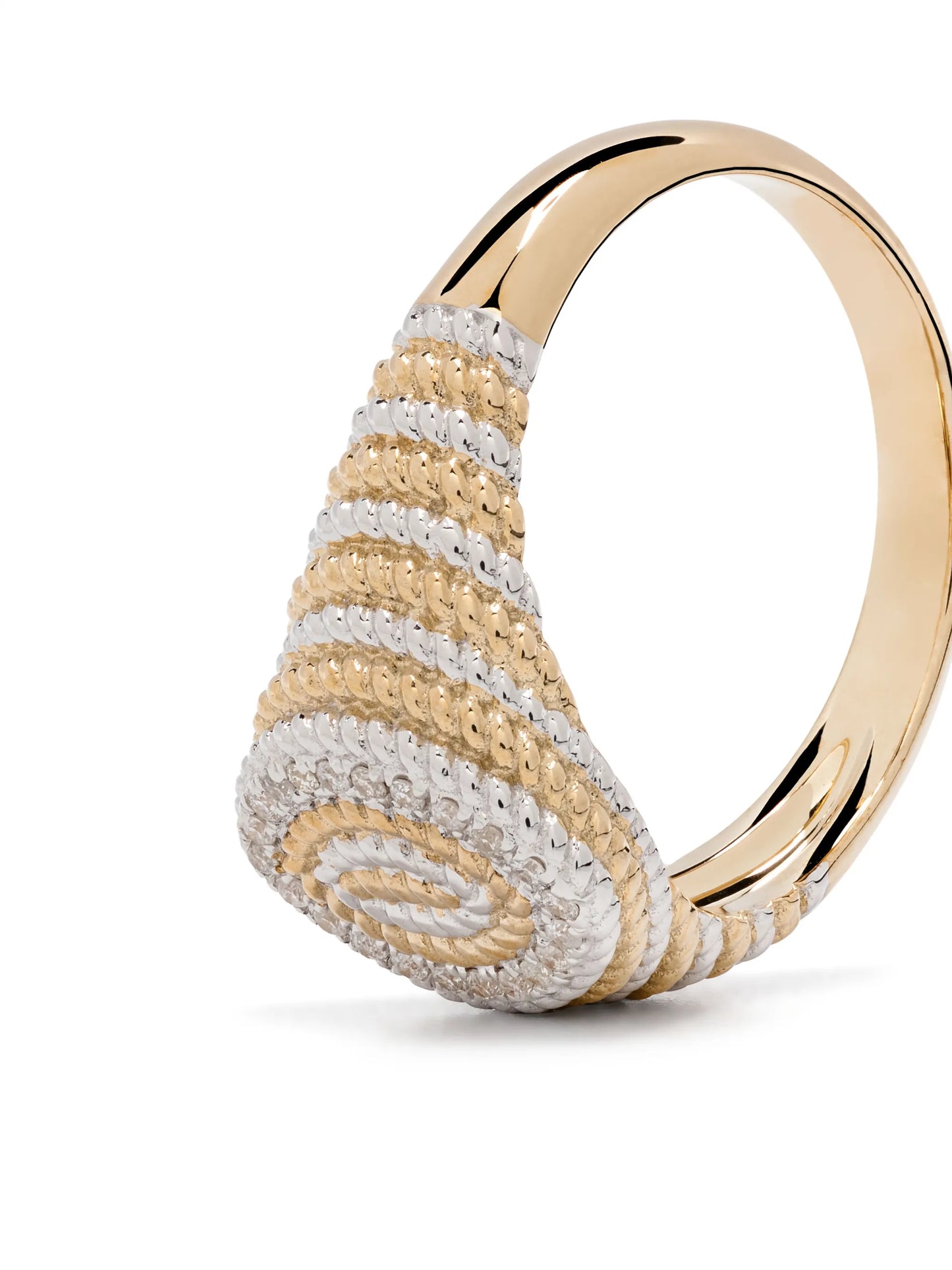 9kt gold mini Marquise diamond signet ring