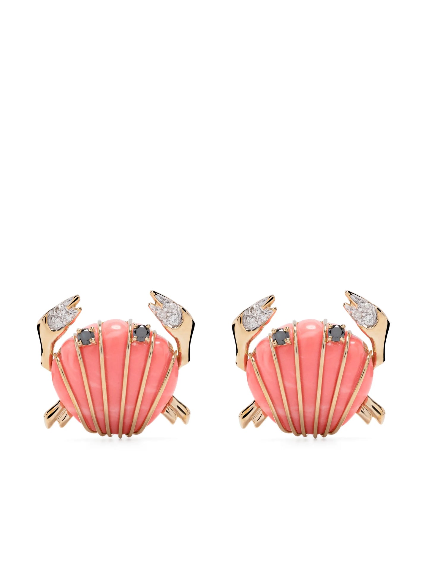 9kt gold Crab multi-stone earrings
