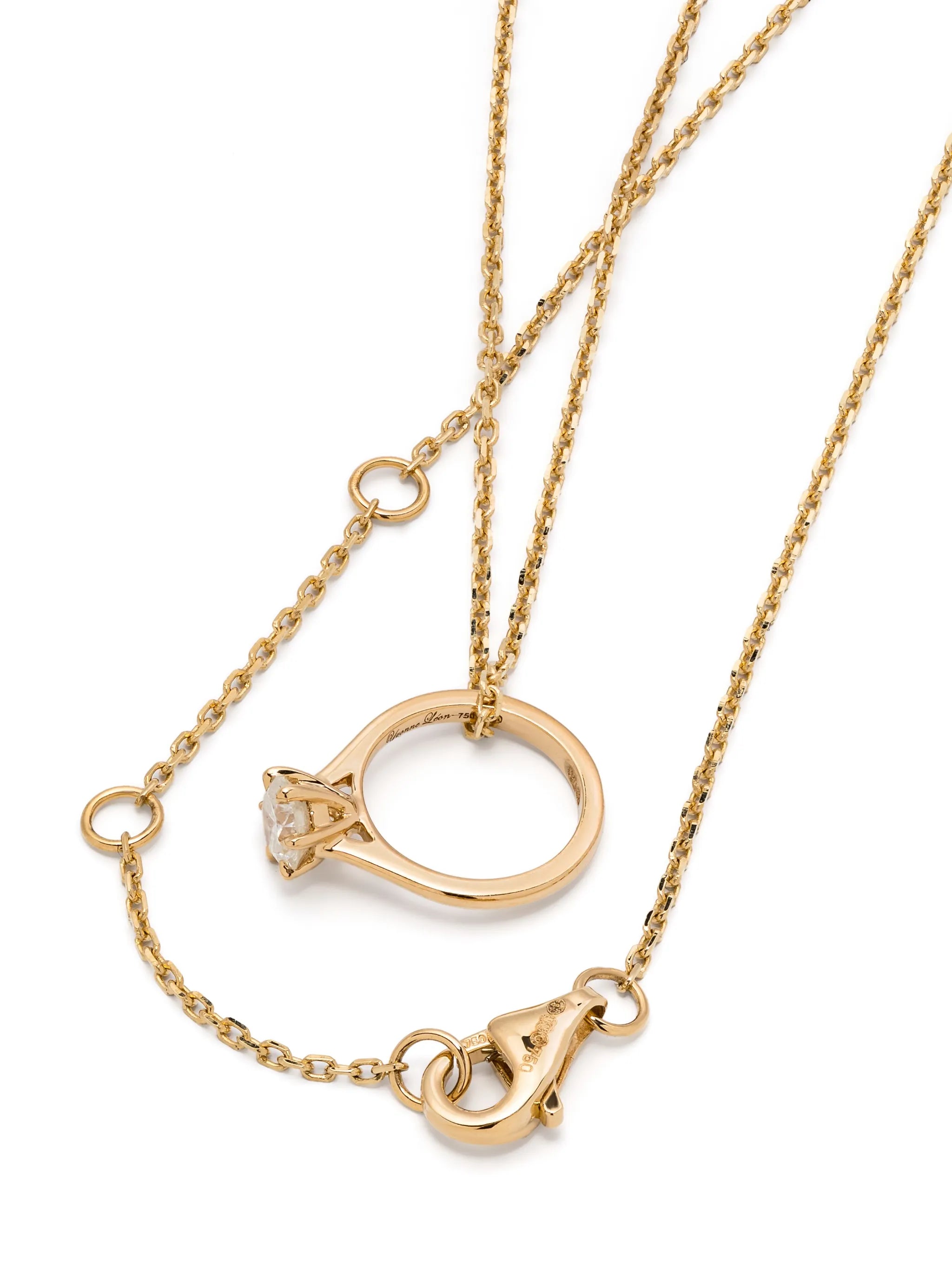 18kt yellow gold Pendentif Fiançailles diamond necklace