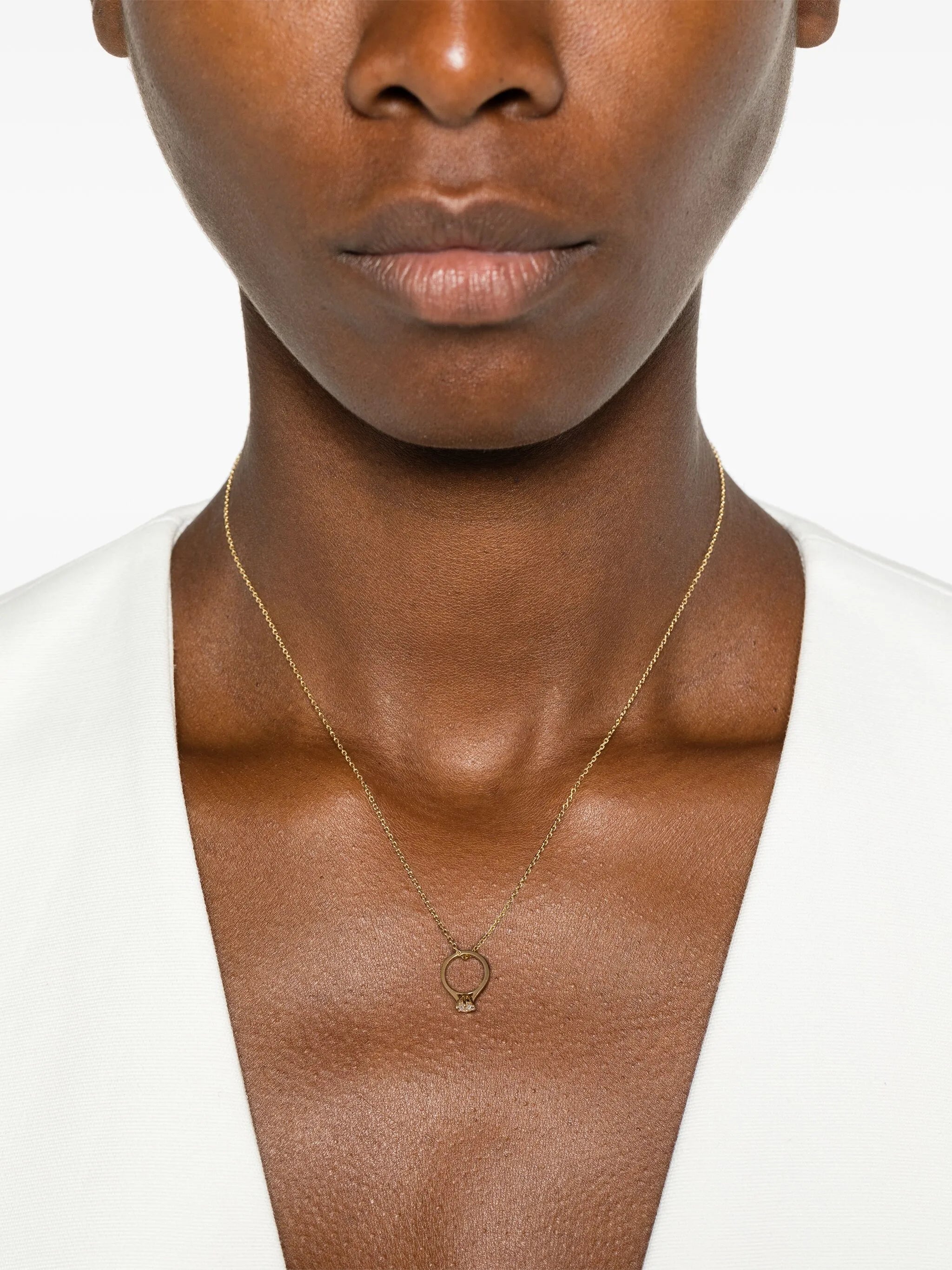 18kt yellow gold Pendentif Fiançailles diamond necklace