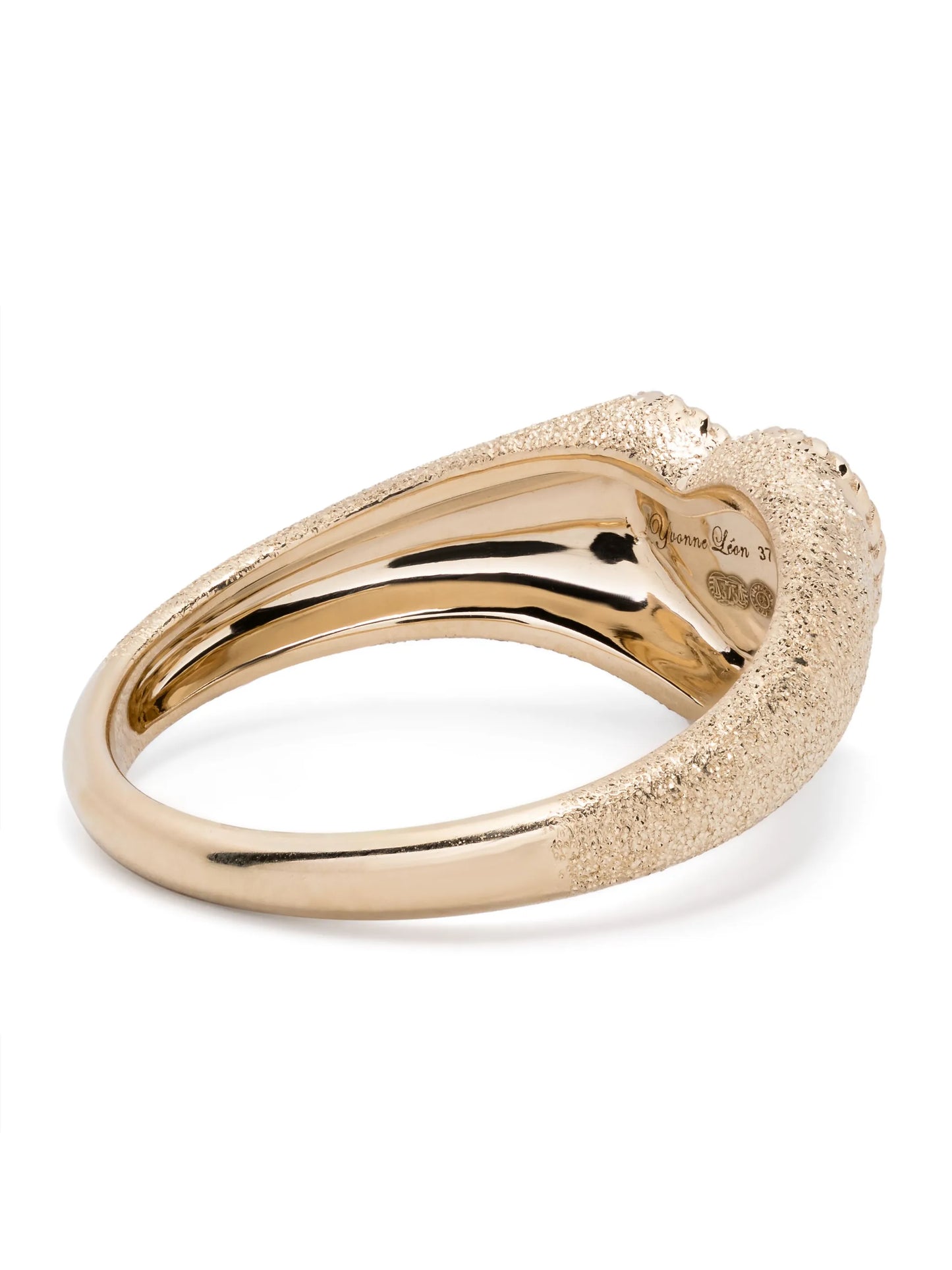 9kt yellow gold Baby Chevalière Coeur diamond signet ring