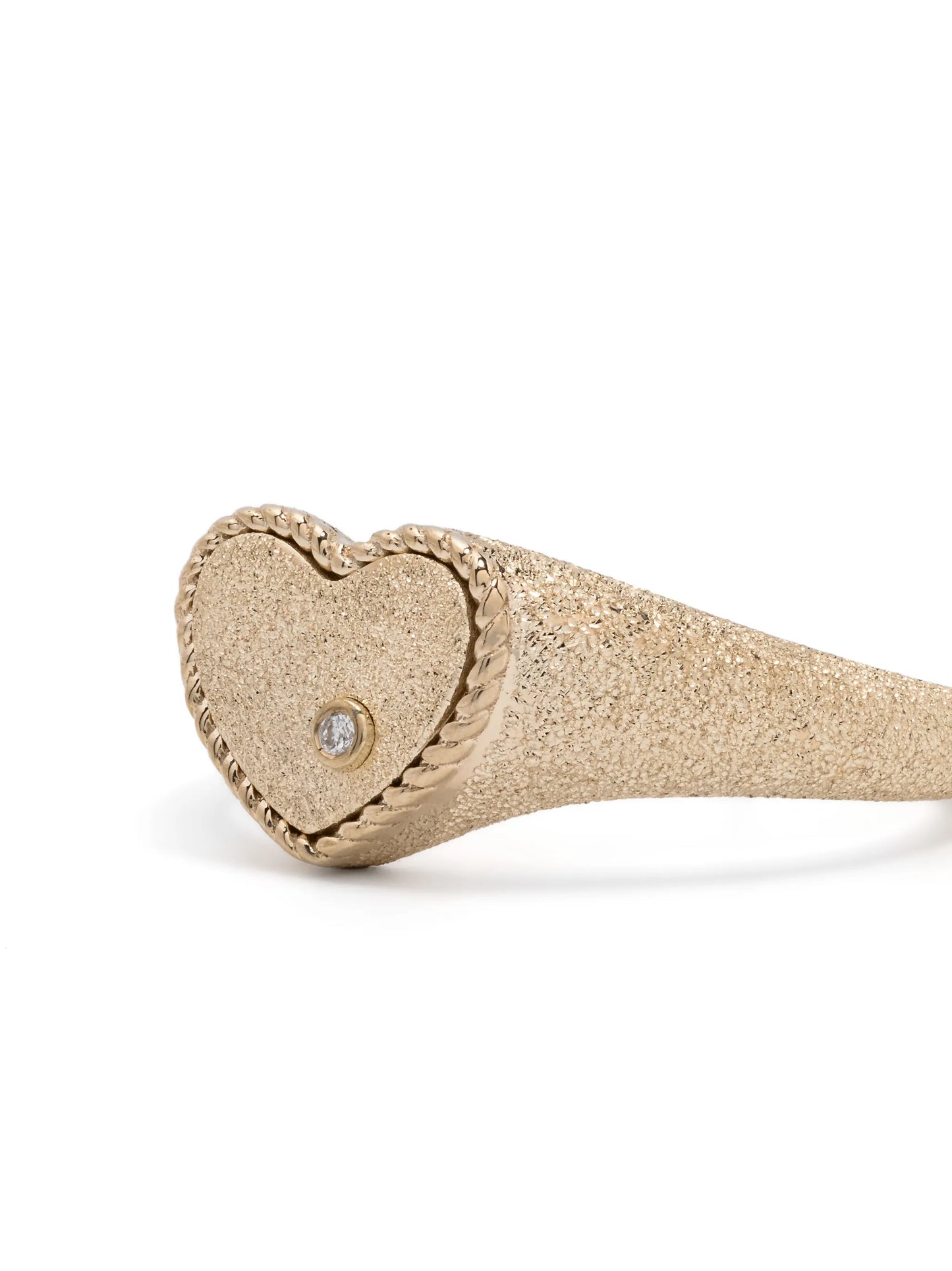 9kt yellow gold Baby Chevalière Coeur diamond signet ring