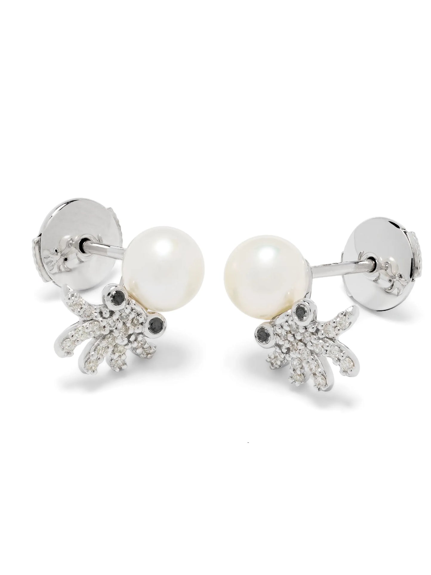 9kt white gold Paire De Puces Octopuss Or Blanc diamond earrings