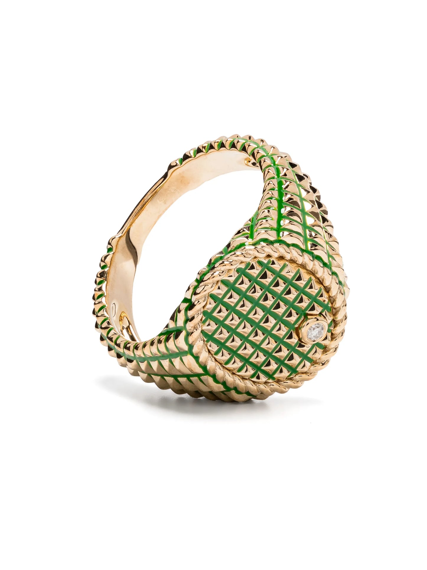 9kt yellow gold diamond signet ring