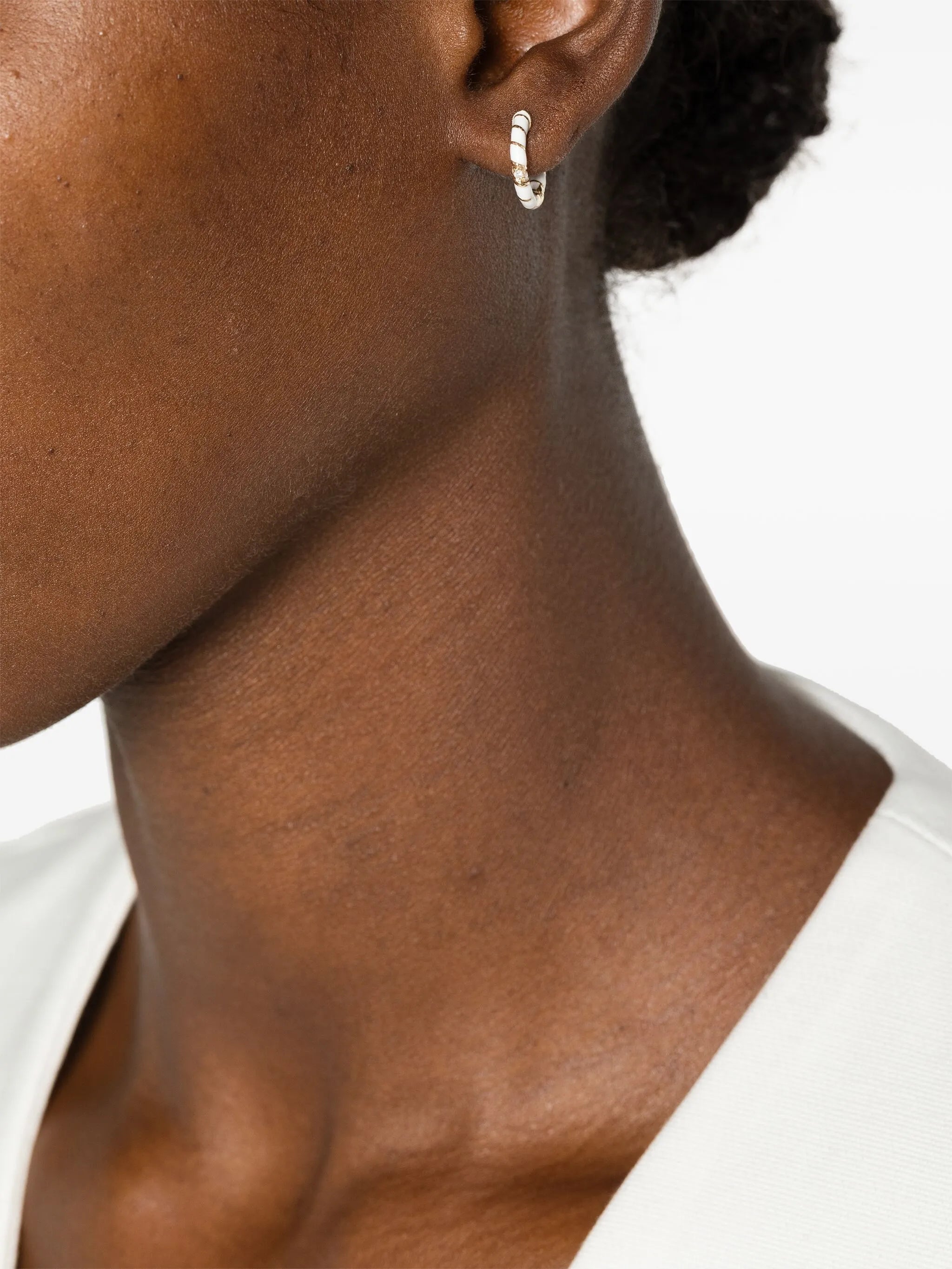 9kt yellow gold Paire De Créoles diamond hoop earrings