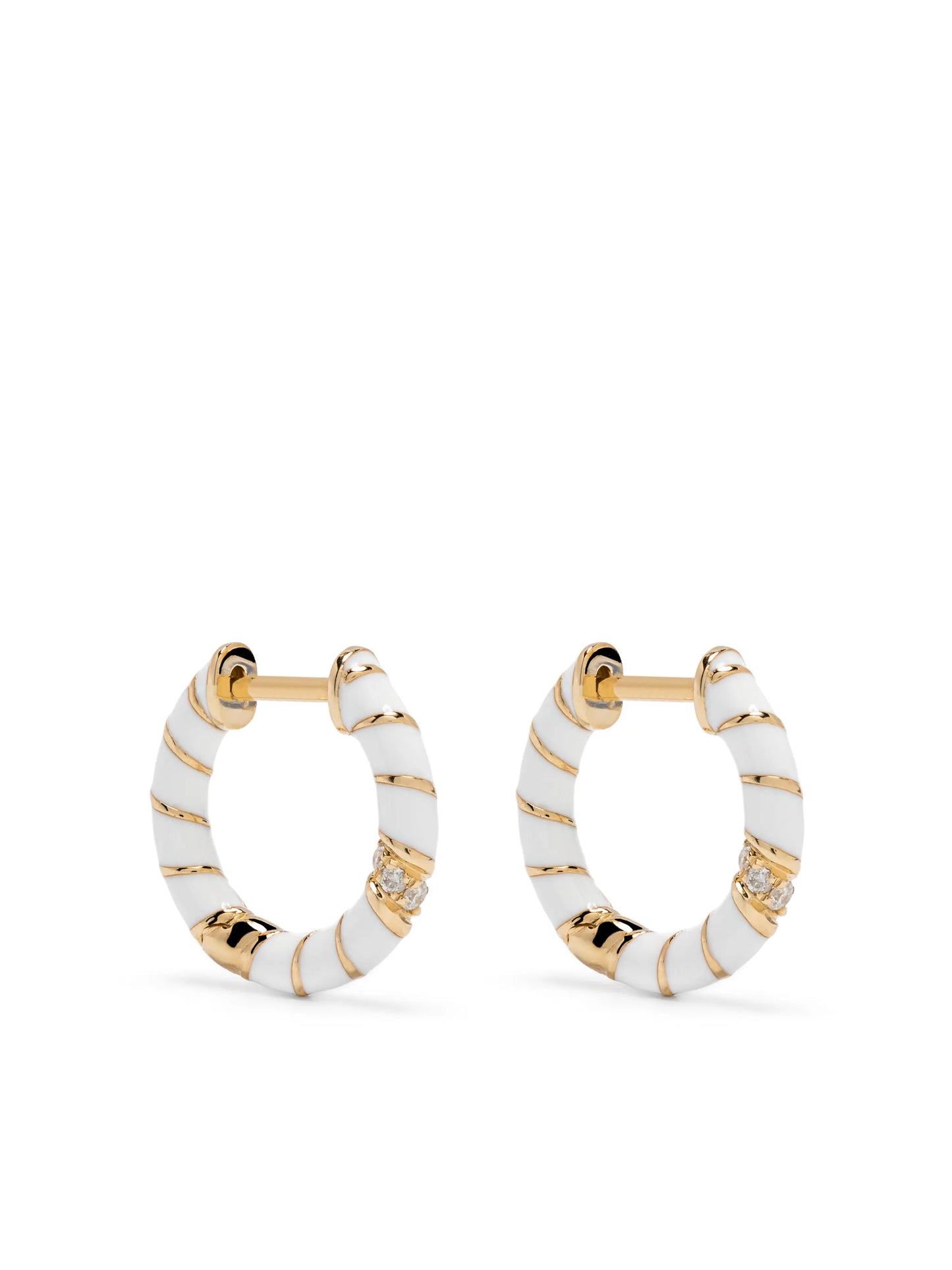 9kt yellow gold Paire De Créoles diamond hoop earrings