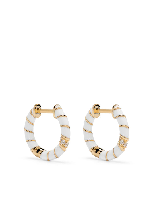 9kt yellow gold Paire De Créoles diamond hoop earrings