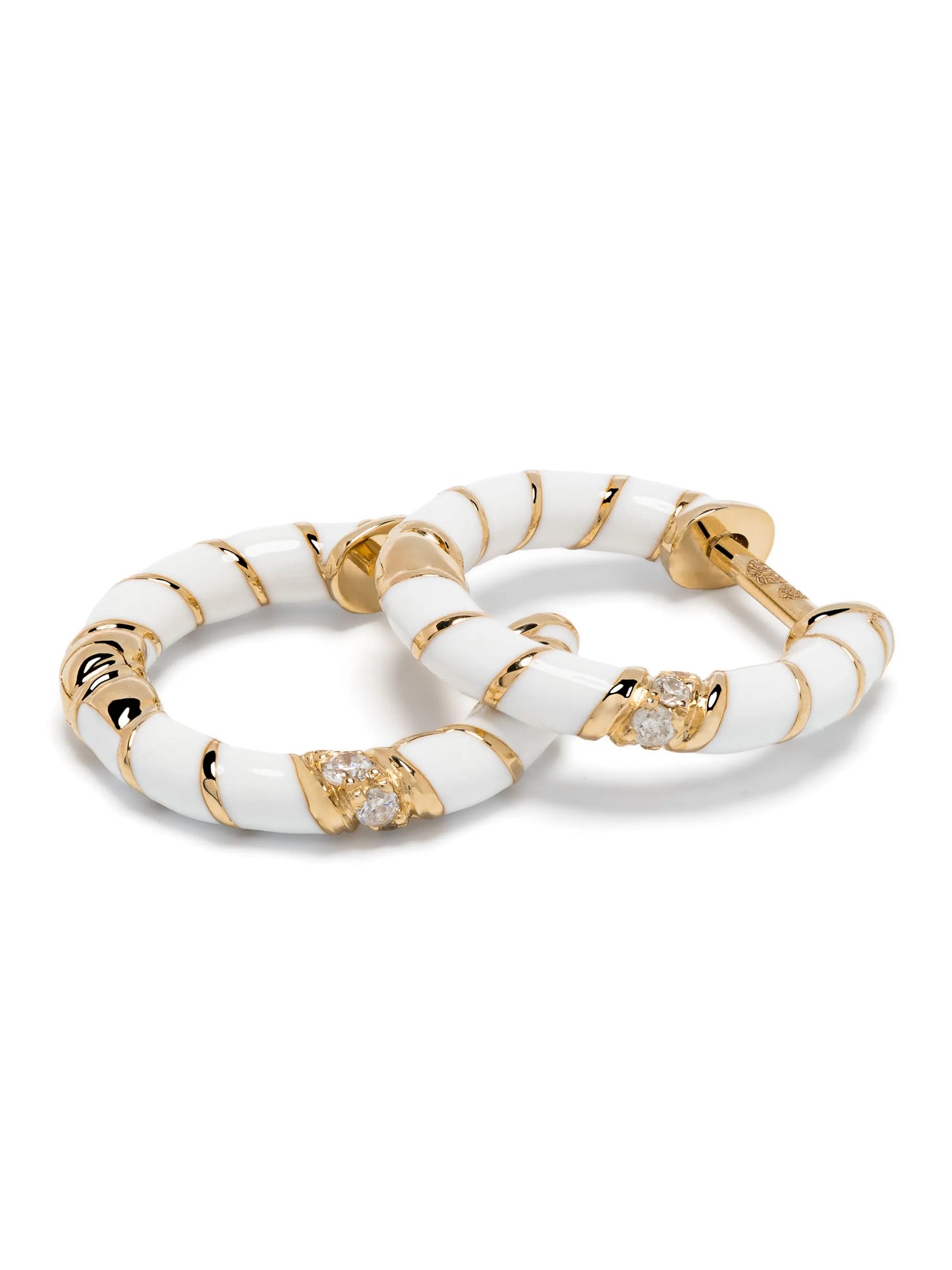 9kt yellow gold Paire De Créoles diamond hoop earrings