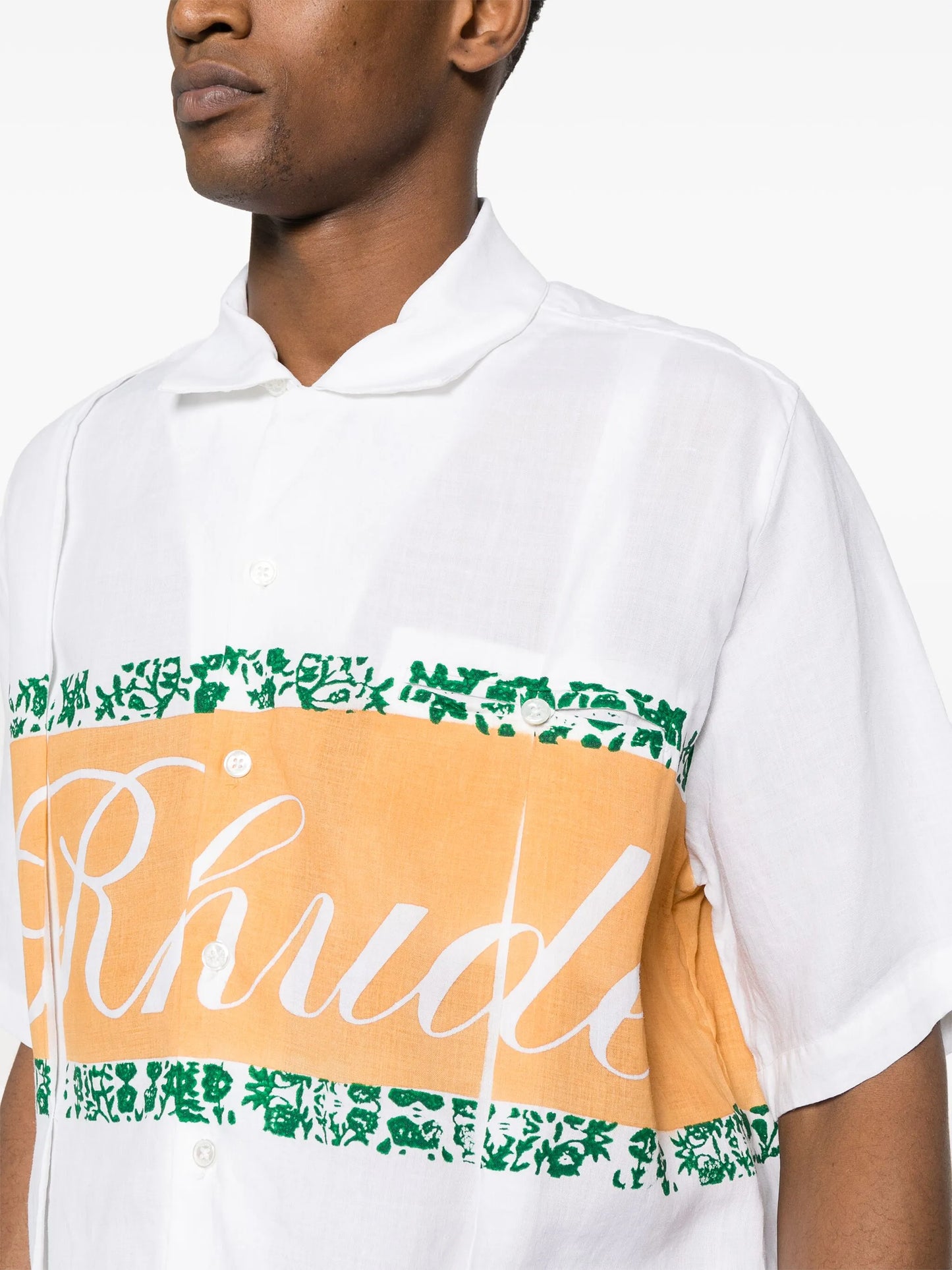 logo-print chambray shirt