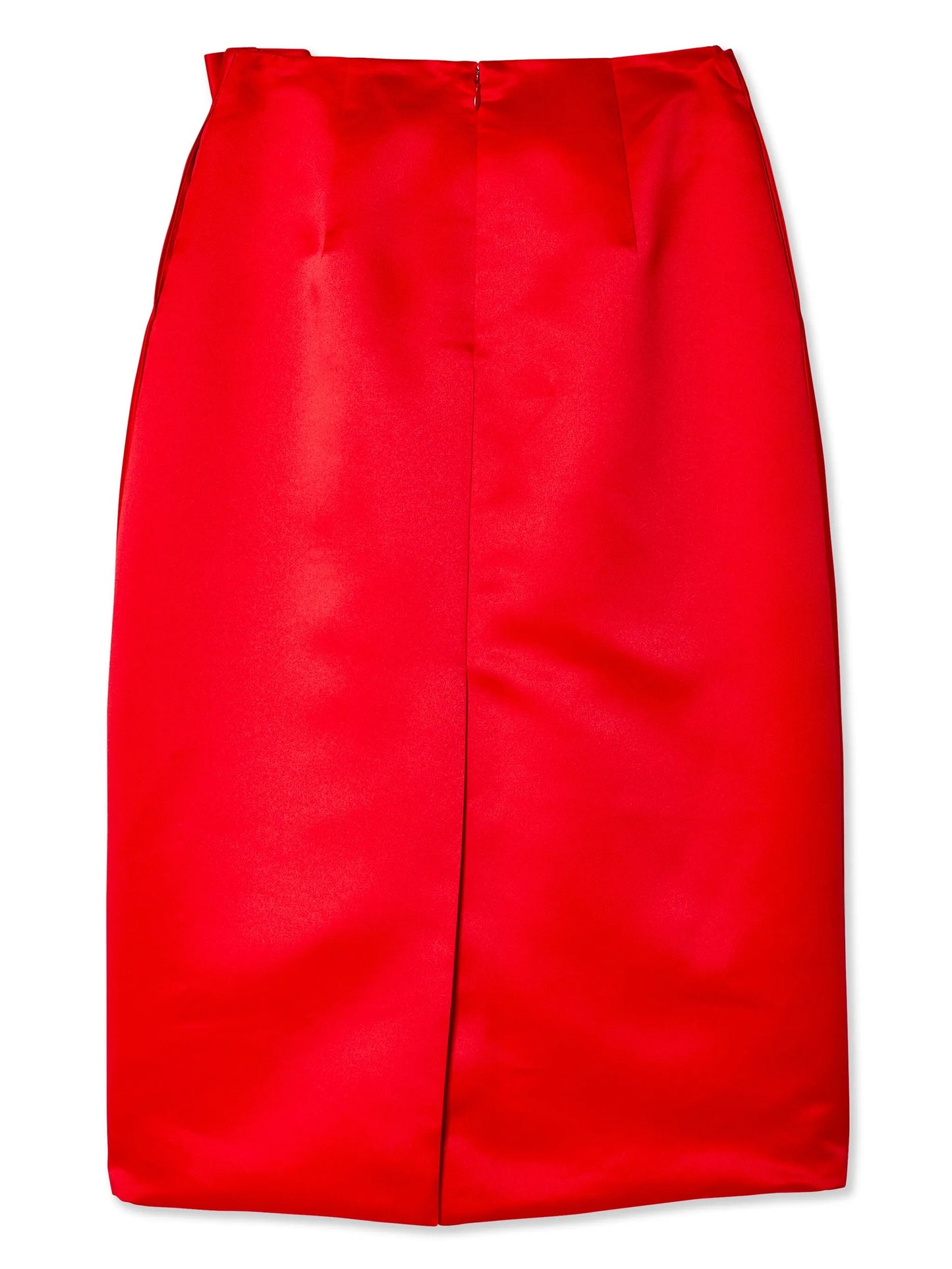 pleated satin pencil skirt