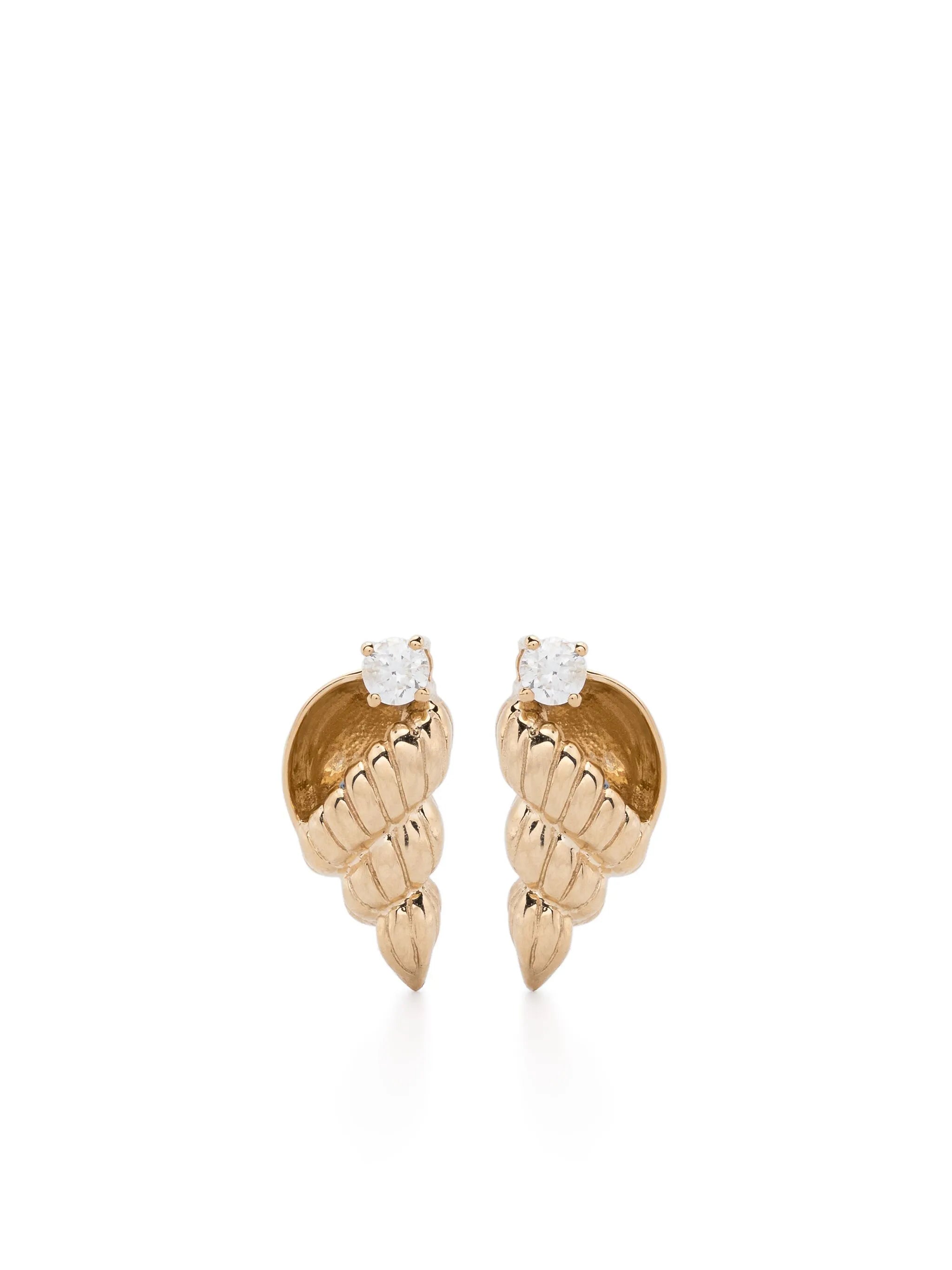 9kt yellow gold Paire De Puces Nautilus diamond earrings