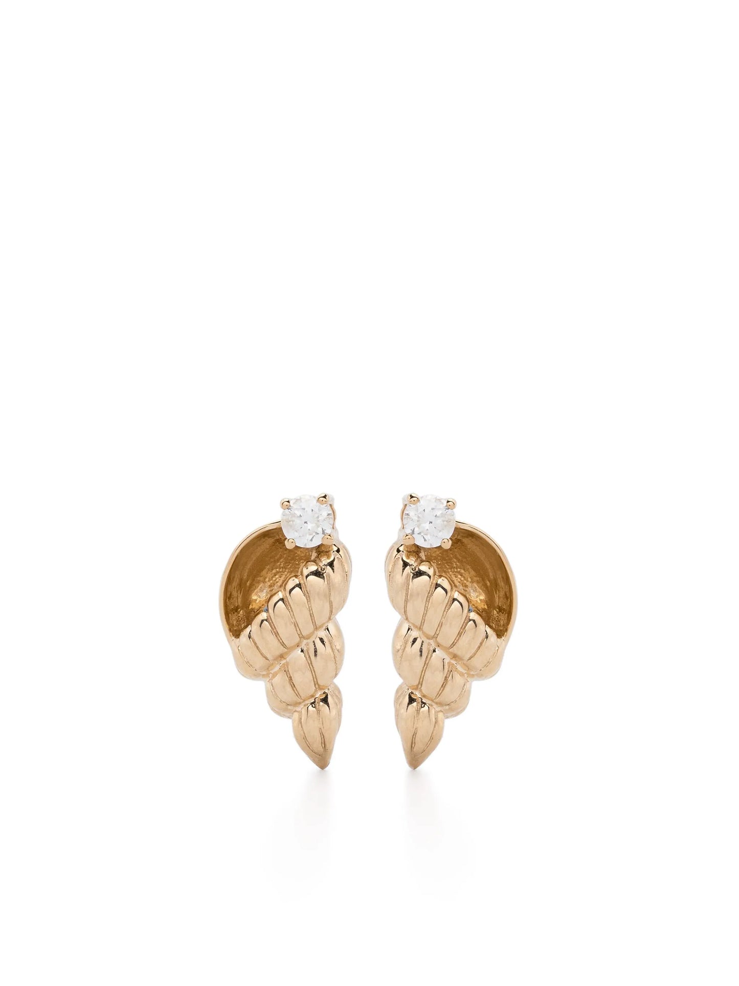 9kt yellow gold Paire De Puces Nautilus diamond earrings
