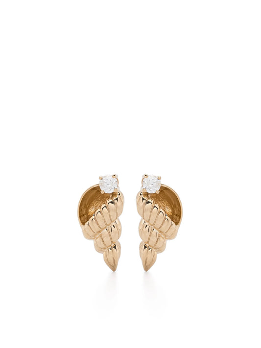 9kt yellow gold Paire De Puces Nautilus diamond earrings