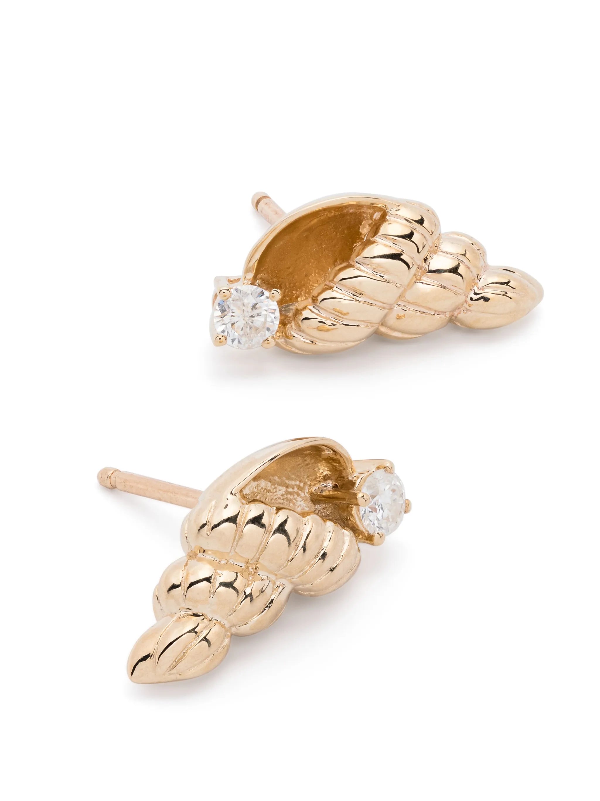 9kt yellow gold Paire De Puces Nautilus diamond earrings