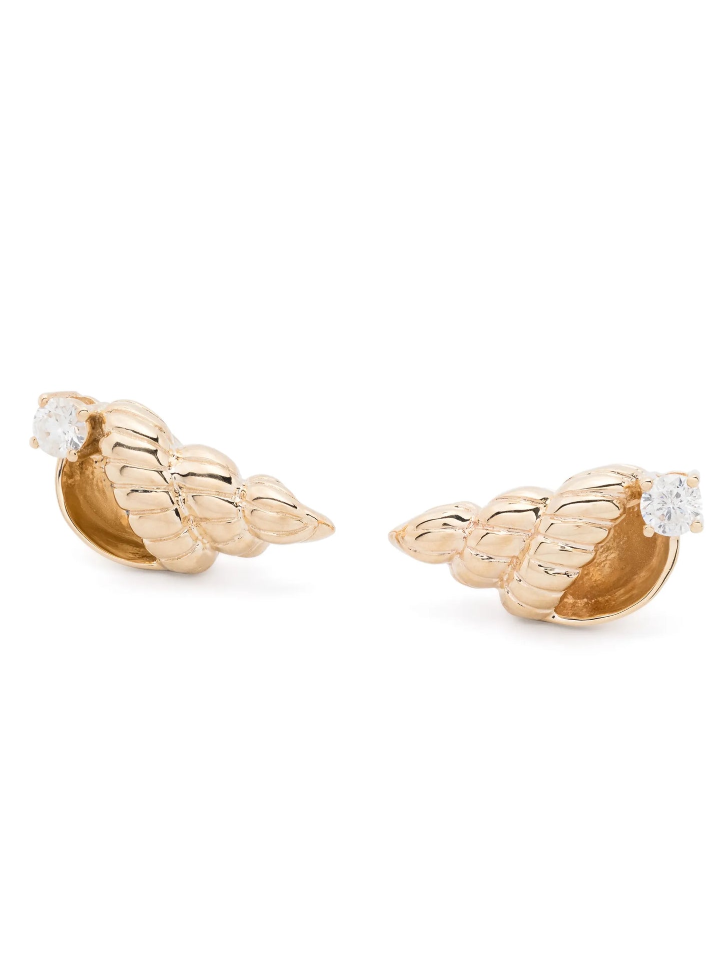 9kt yellow gold Paire De Puces Nautilus diamond earrings