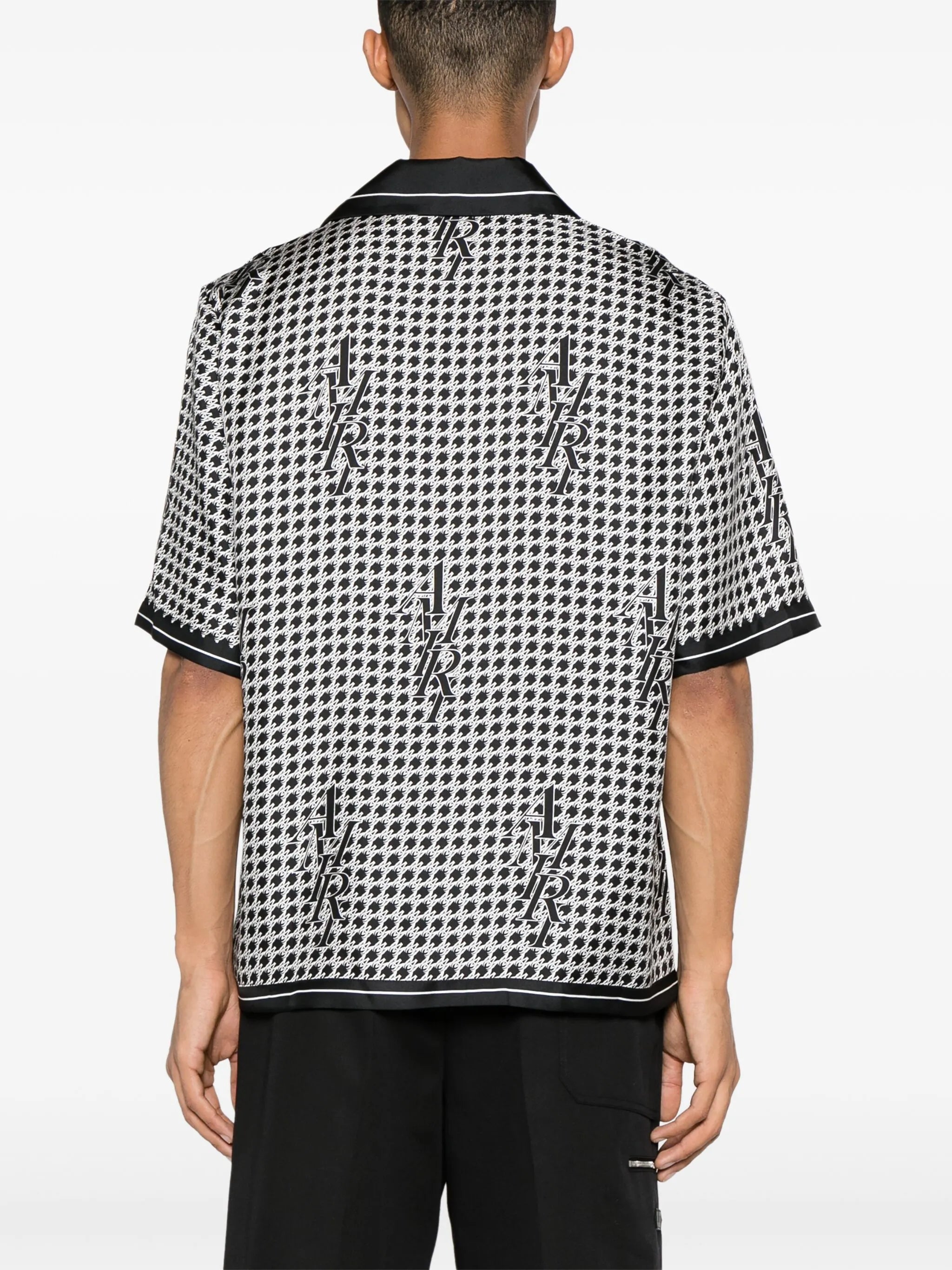 monogram-houndstooth silk shirt