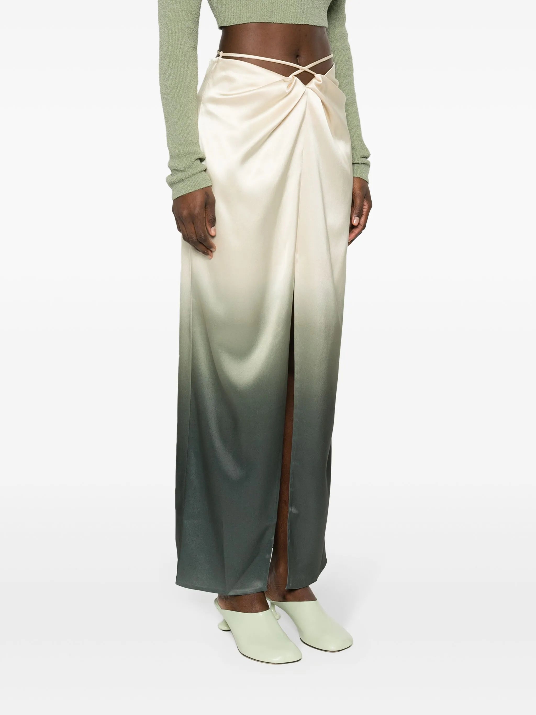 ombré satin maxi skirt