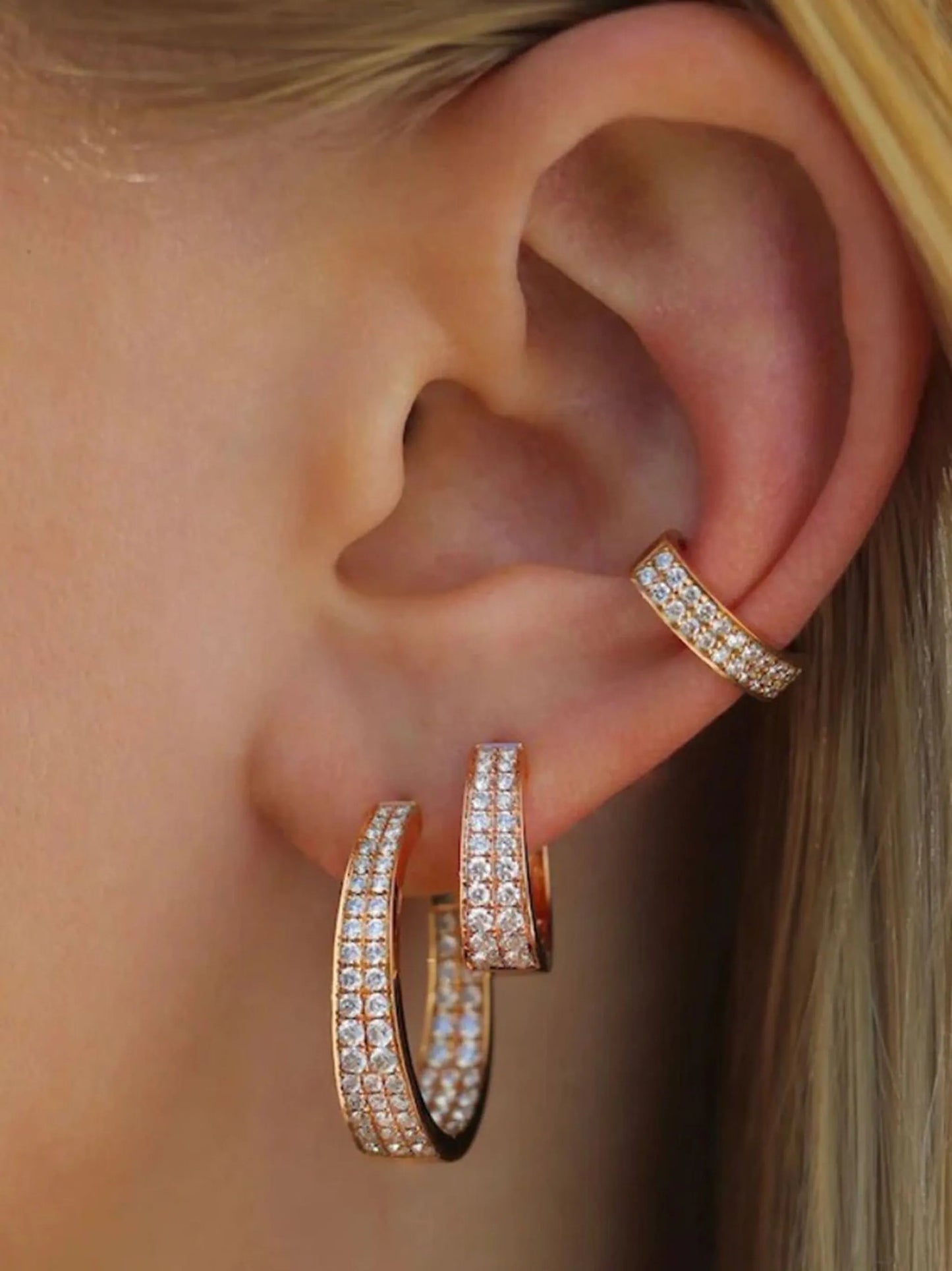 18kt yellow gold pave Meryl diamond hoop earrings