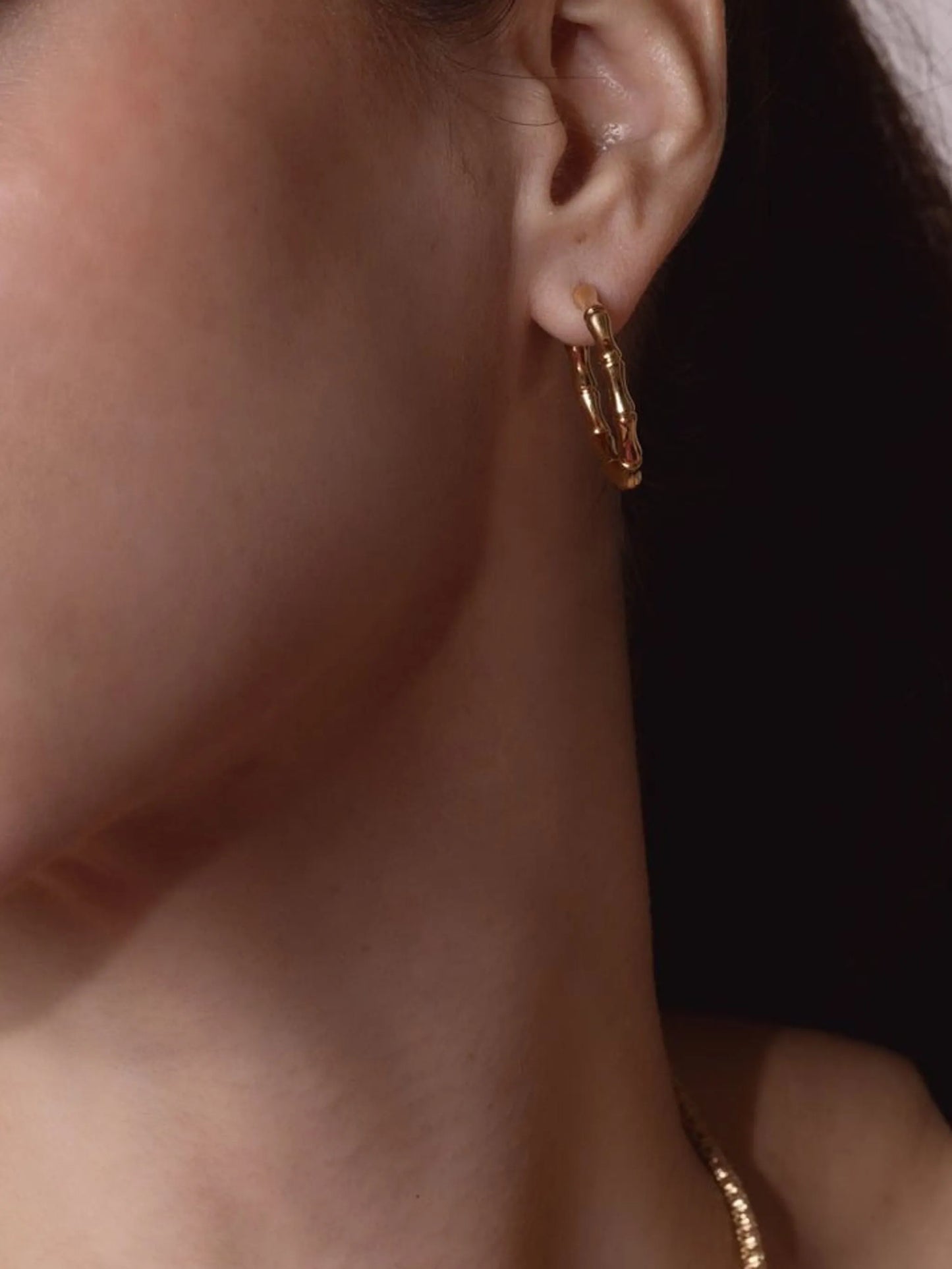 18kt yellow gold Bamboo hoop earrings