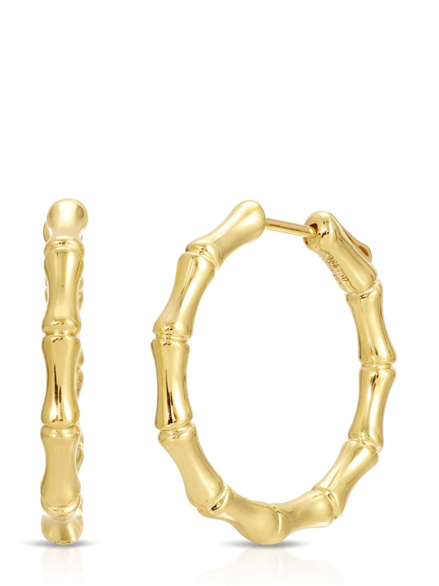 18kt yellow gold Bamboo hoop earrings