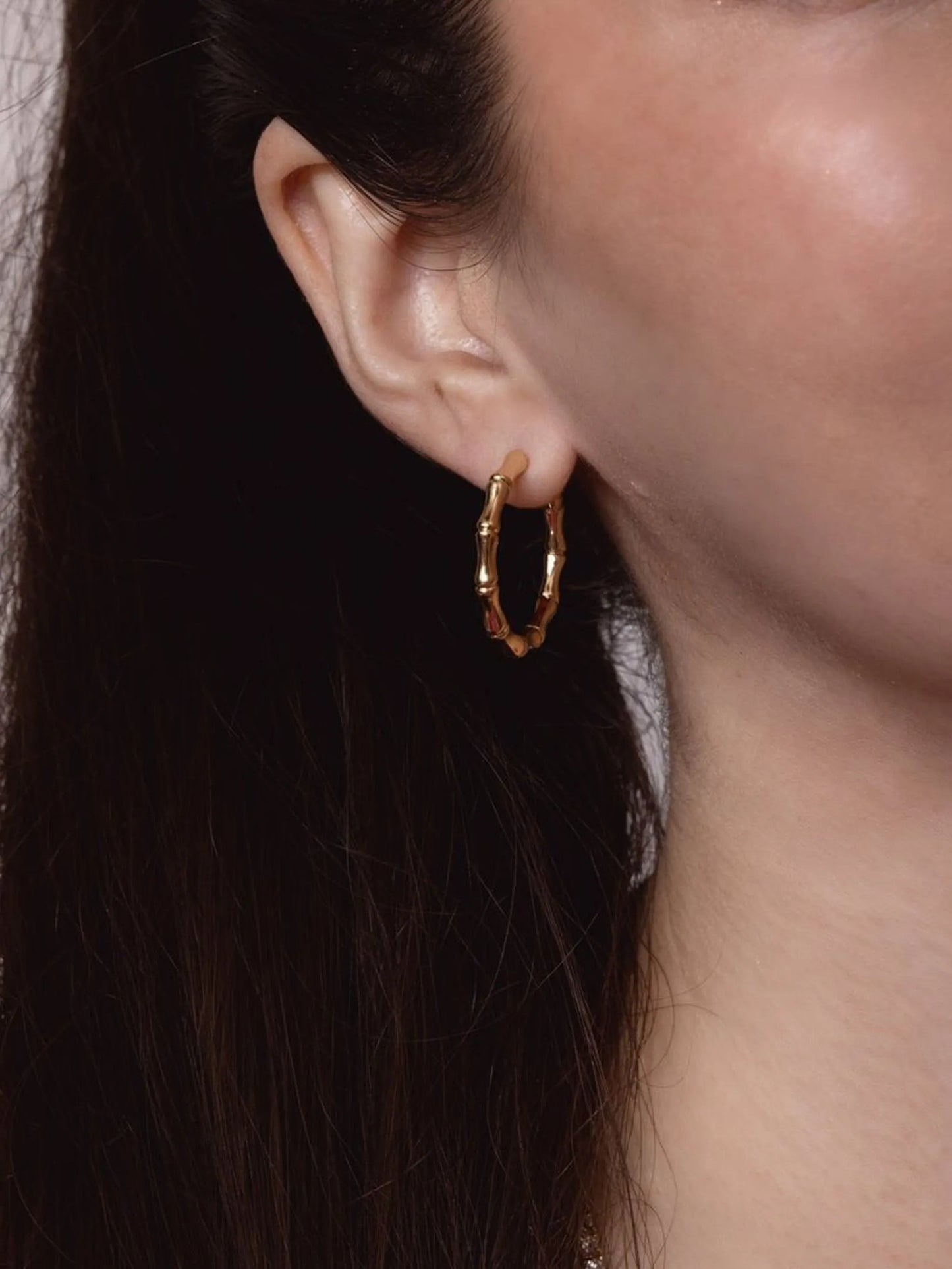 18kt yellow gold Bamboo hoop earrings
