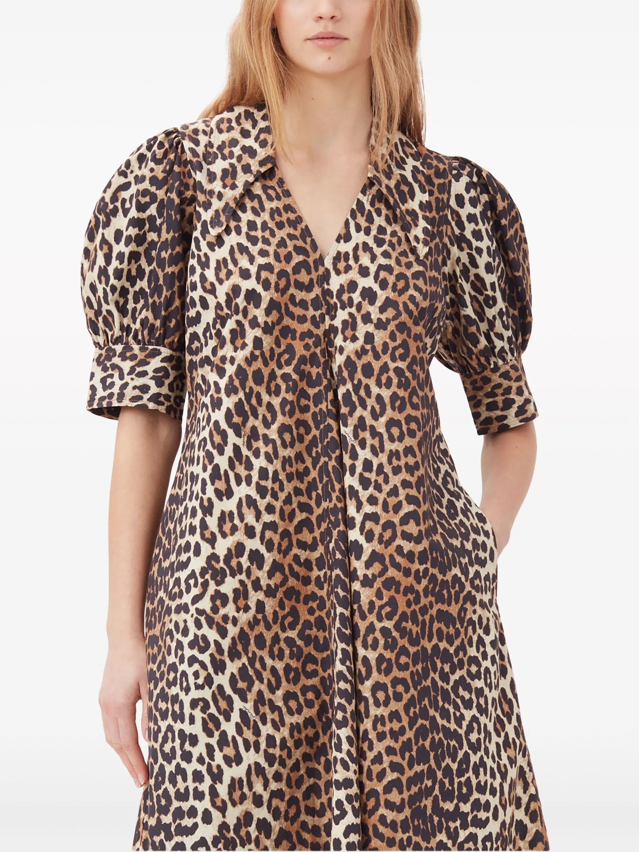 leopard-print organic cotton midi dress