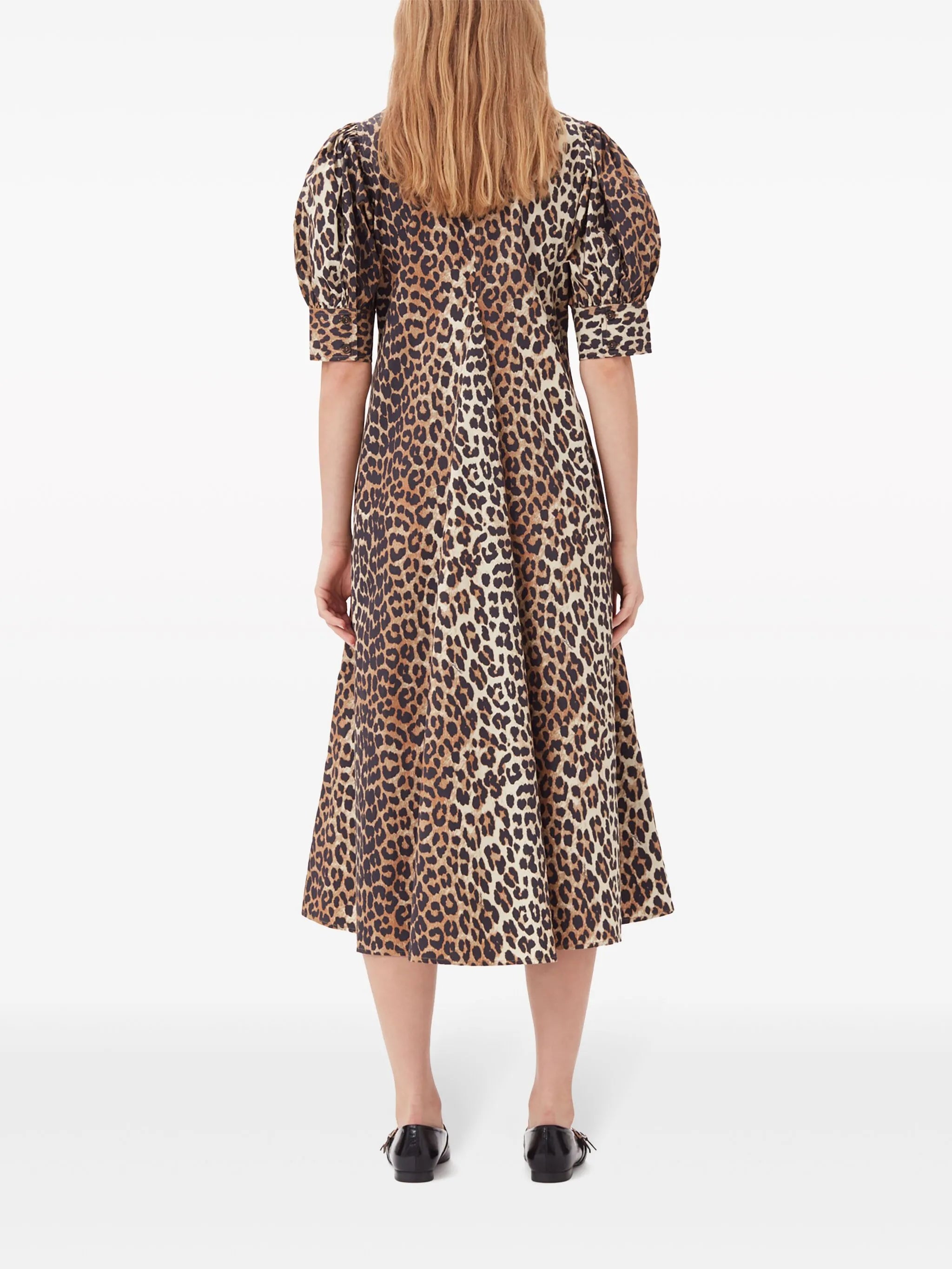 leopard-print organic cotton midi dress