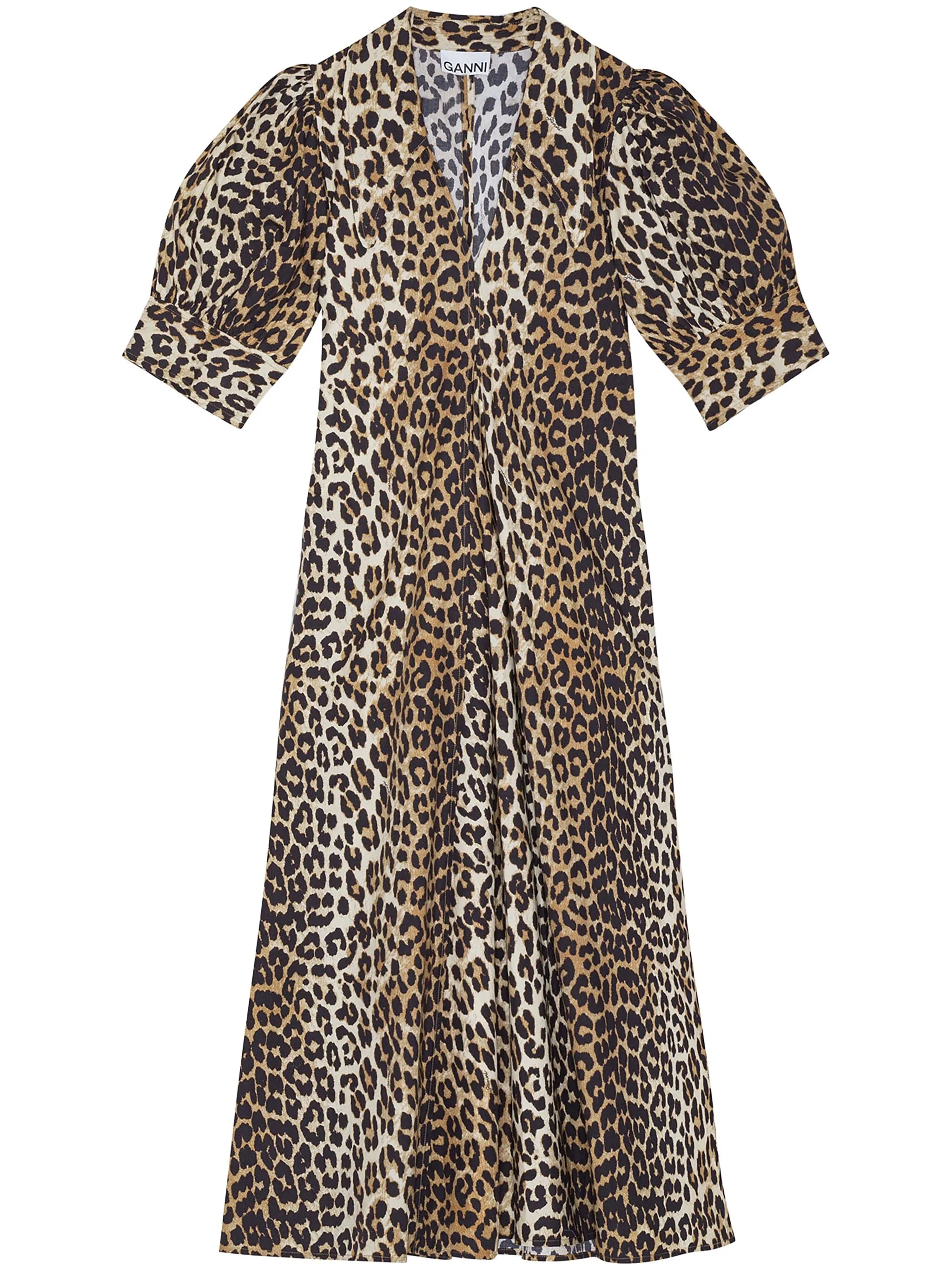 leopard-print organic cotton midi dress