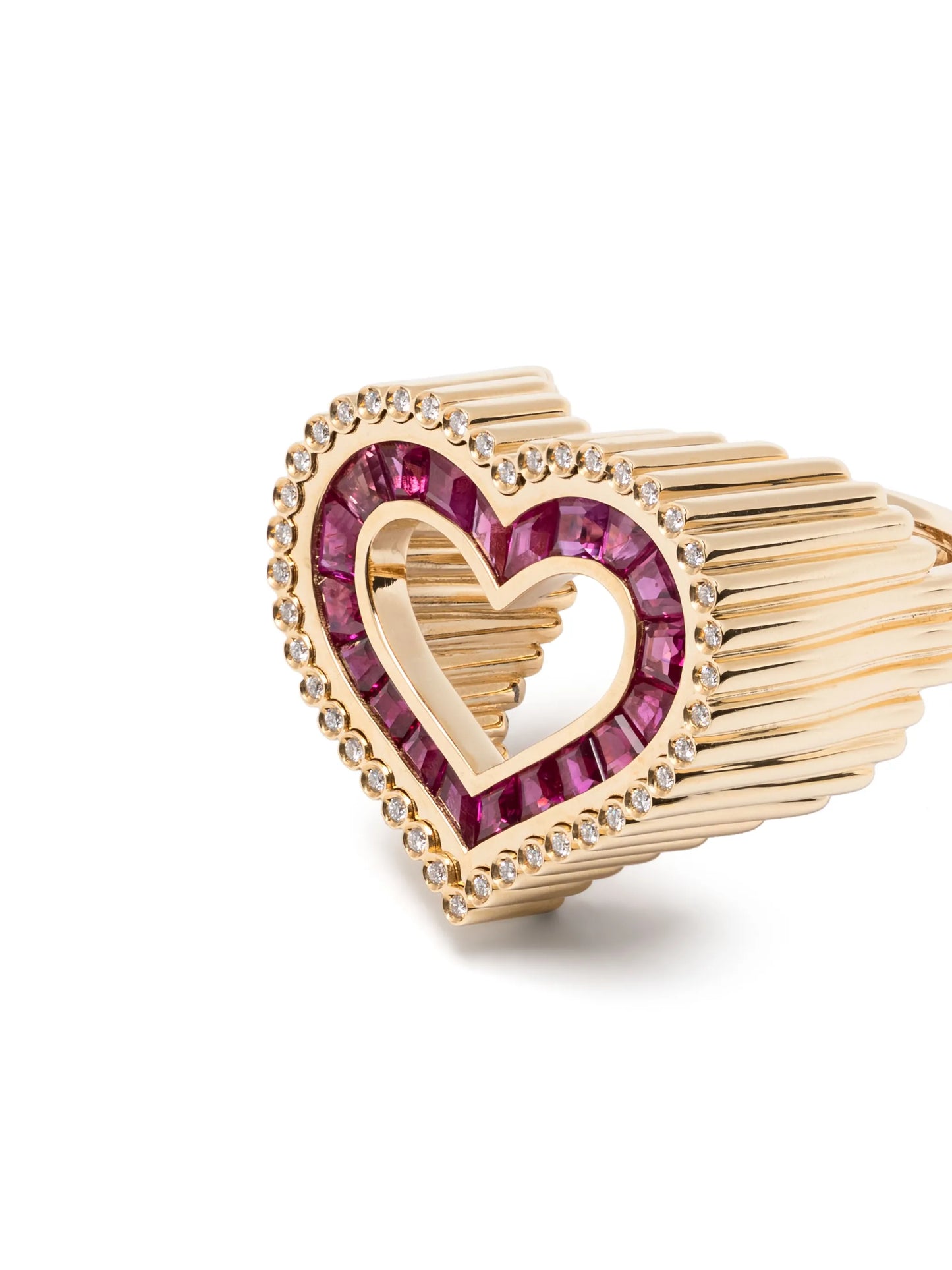 18kt yellow gold Love ruby and diamond ring