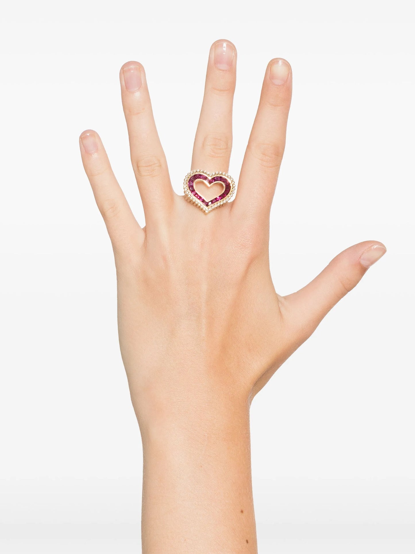 18kt yellow gold Love ruby and diamond ring