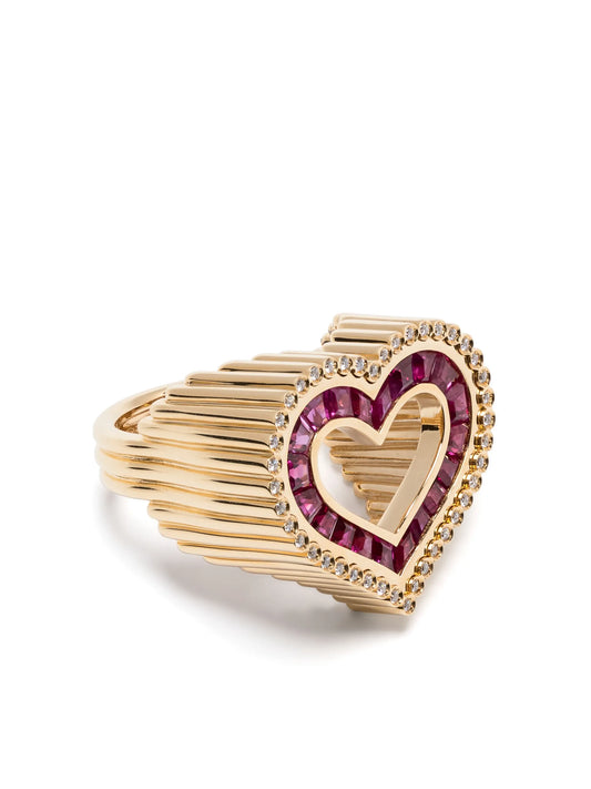 18kt yellow gold Love ruby and diamond ring
