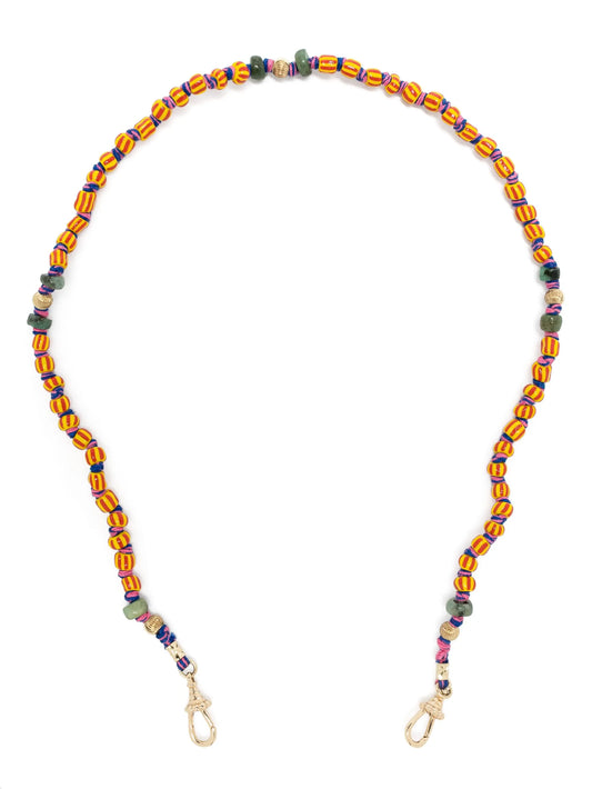 9kt yellow gold Mauli Ghana beaded necklace