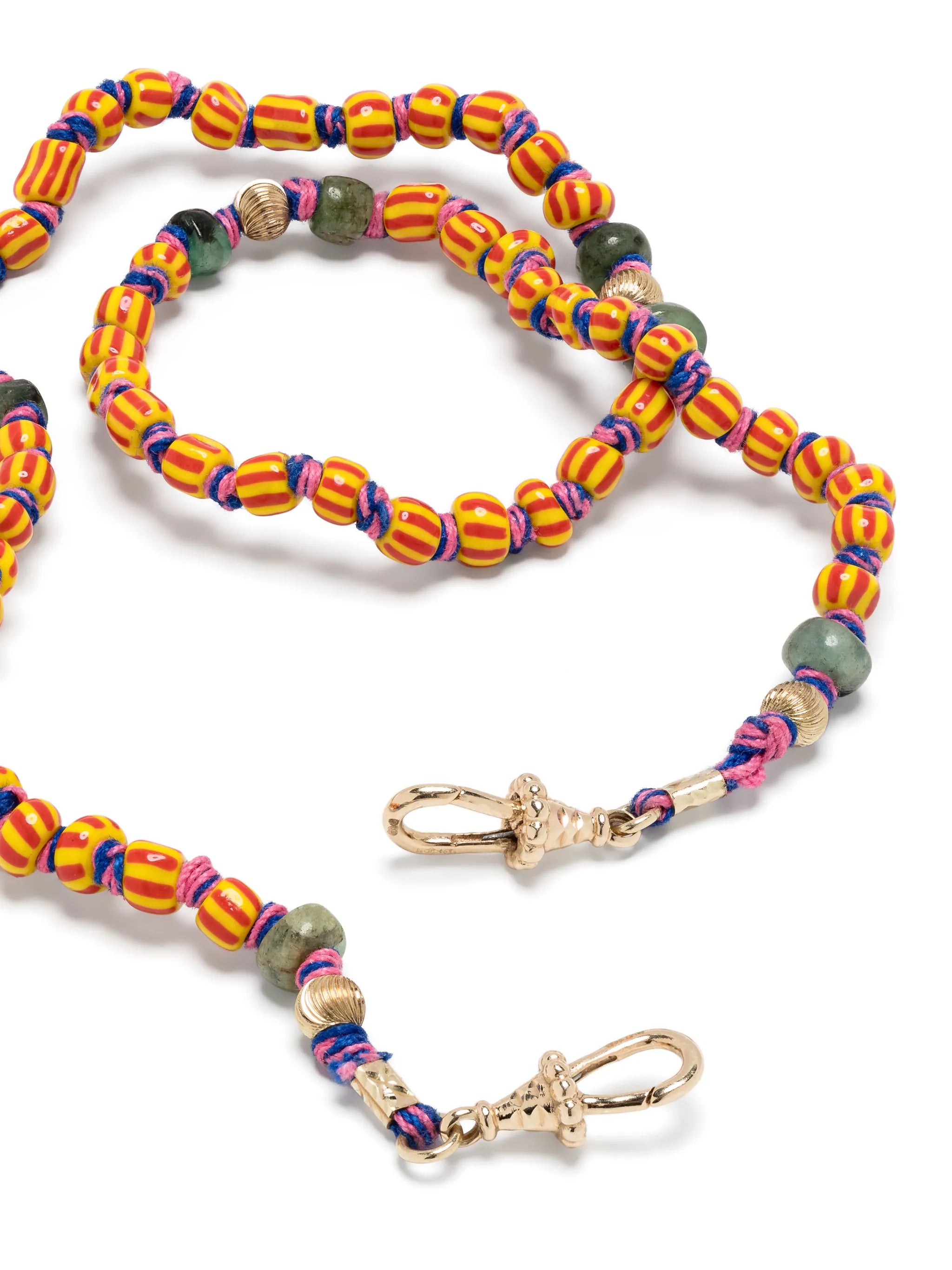 9kt yellow gold Mauli Ghana beaded necklace