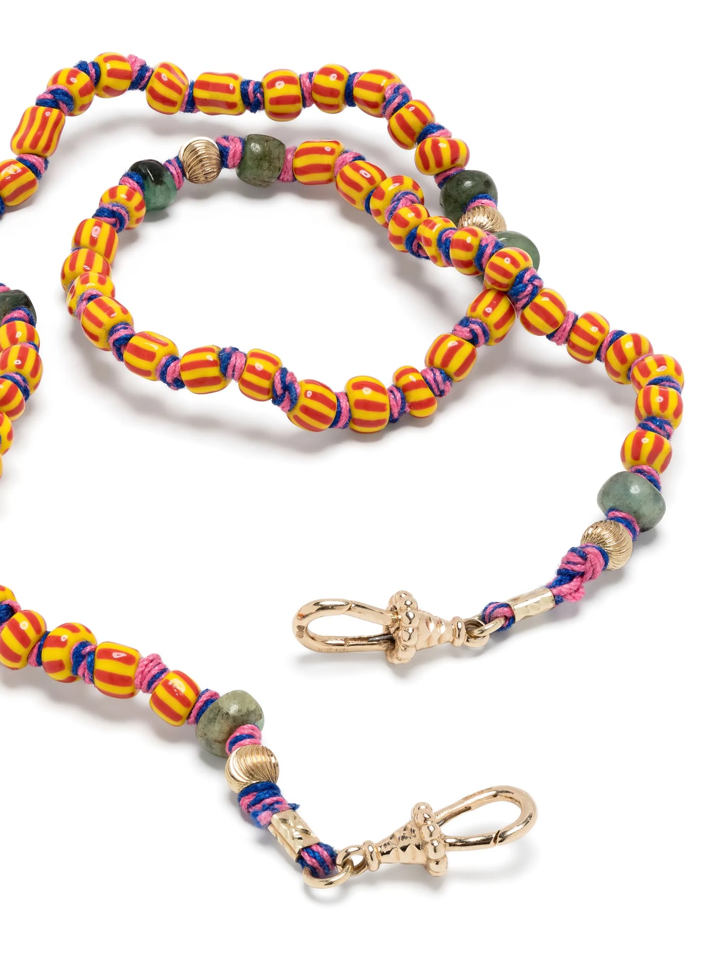 9kt yellow gold Mauli Ghana beaded necklace