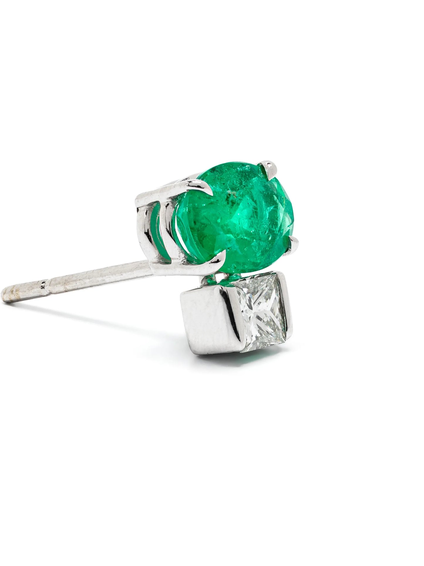 18kt white gold Agnes diamond and emerald earrings