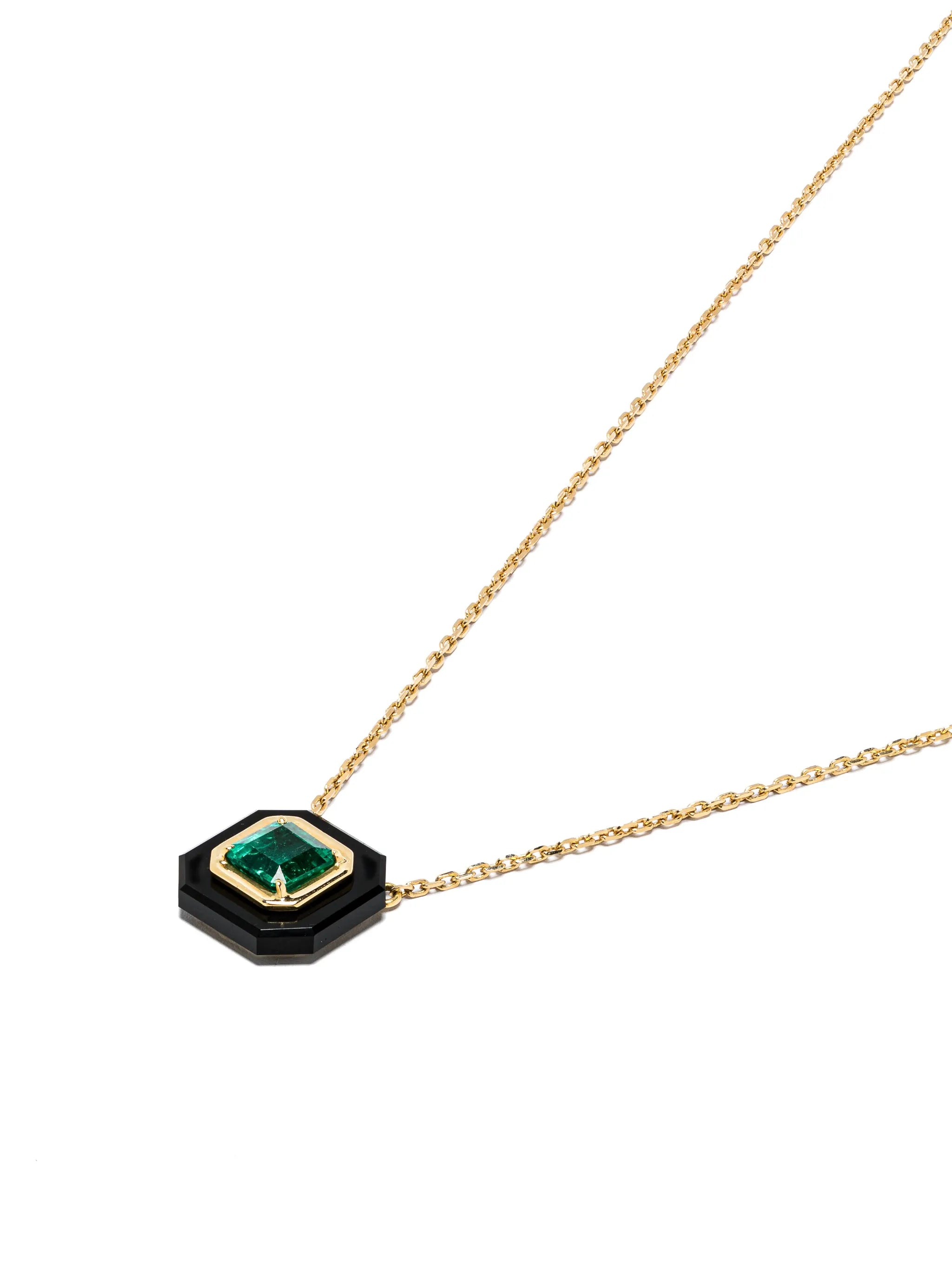 18kt yellow gold Frame multi-stone necklace