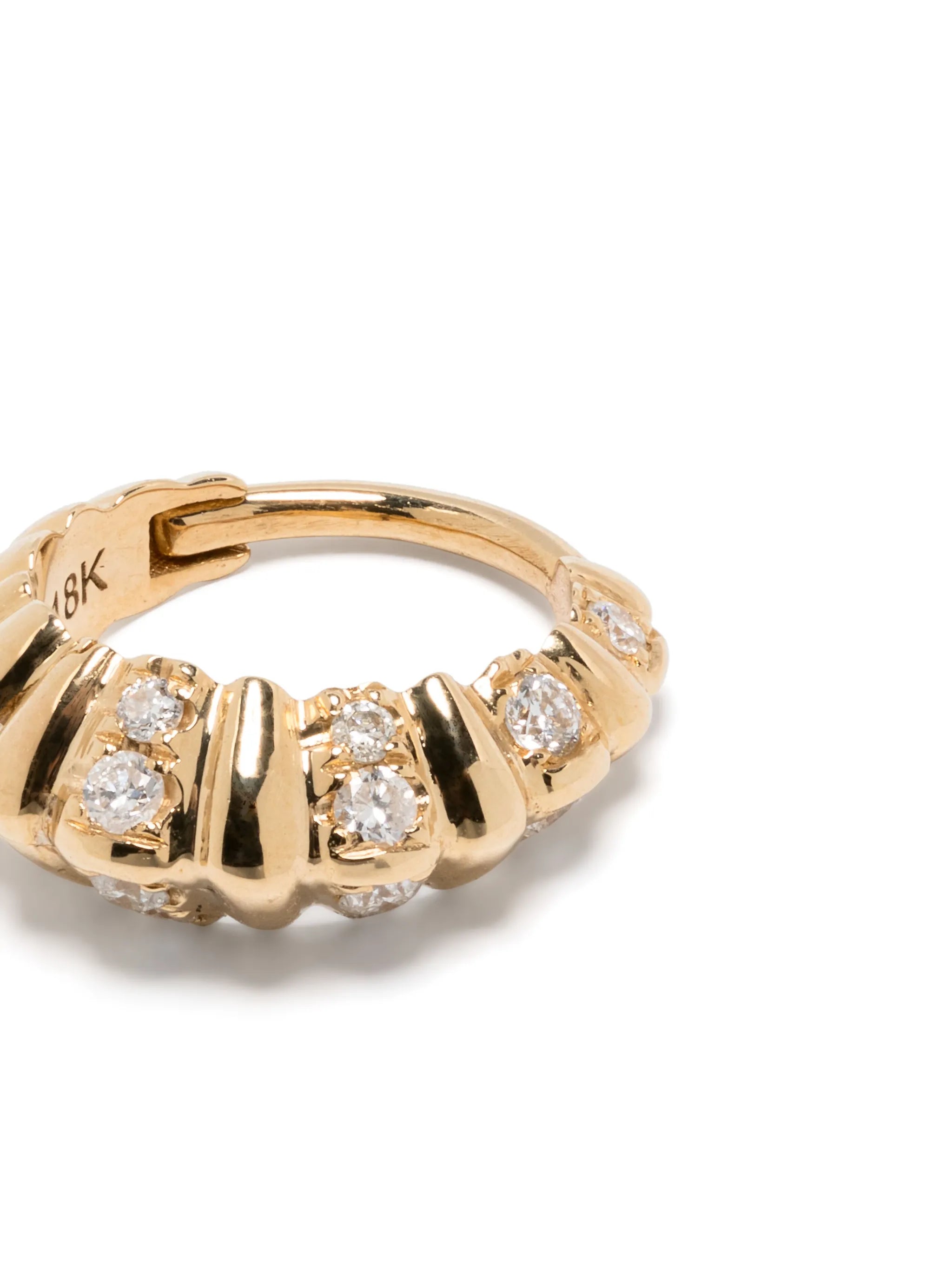 18kt yellow gold mini Crescent diamond single earring