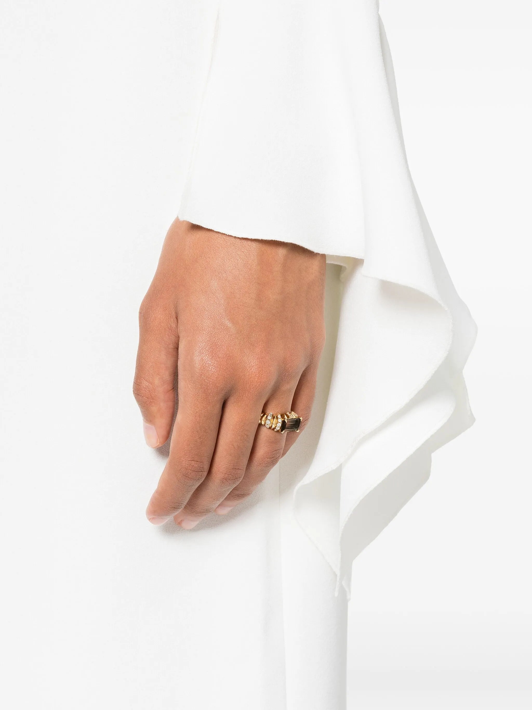 18kt yellow gold One of a Kind Fluted Crescent ring