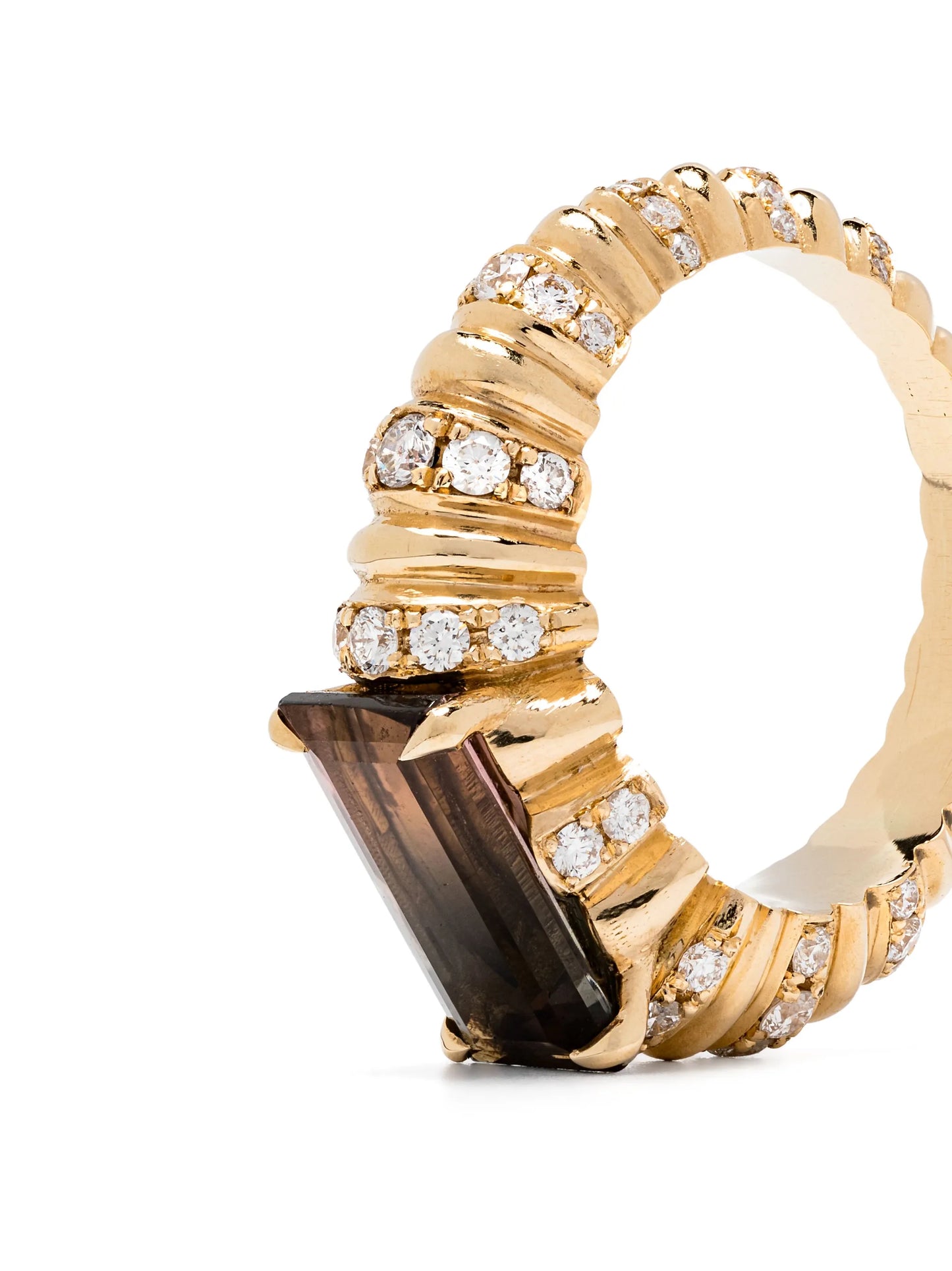 18kt yellow gold One of a Kind Fluted Crescent ring