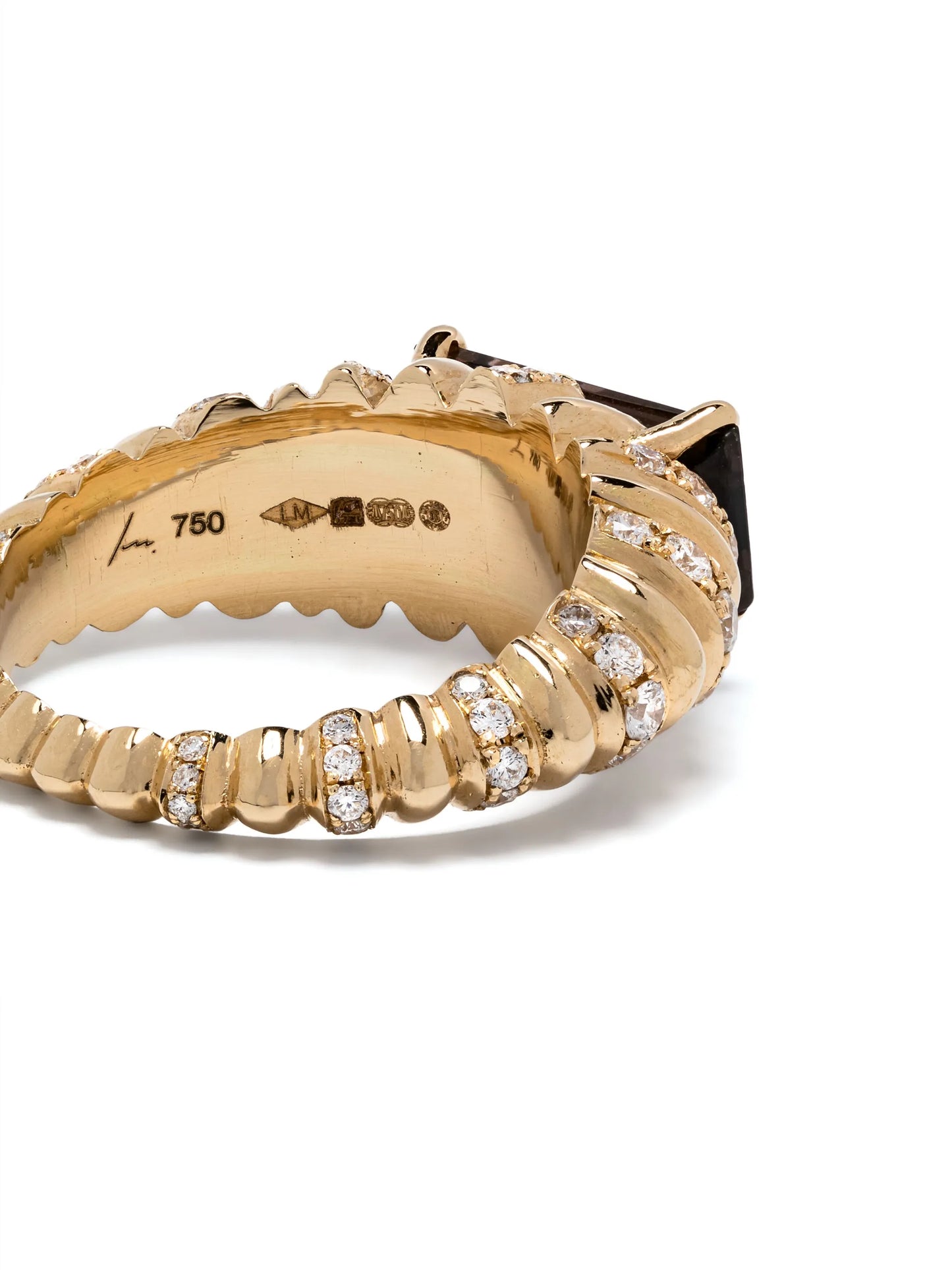 18kt yellow gold One of a Kind Fluted Crescent ring