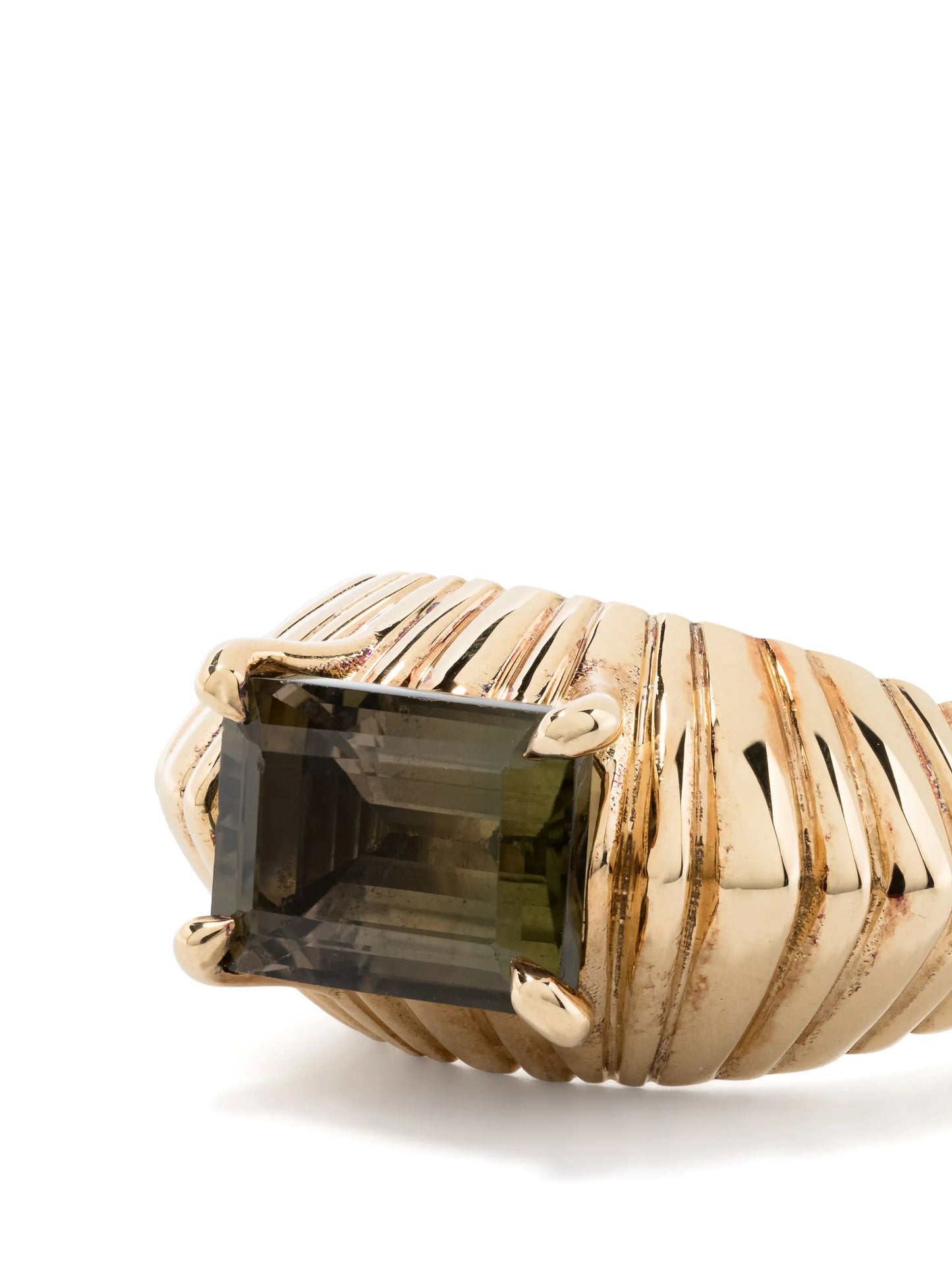 18kt yellow gold XL Fluted Crescent tourmaline ring