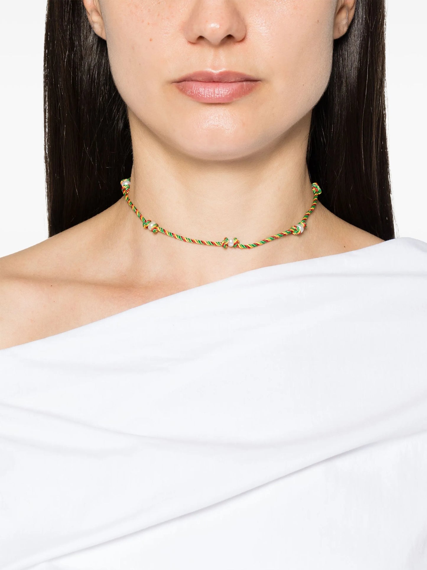 14kt yellow gold Mauli Silky Rasta braided necklace